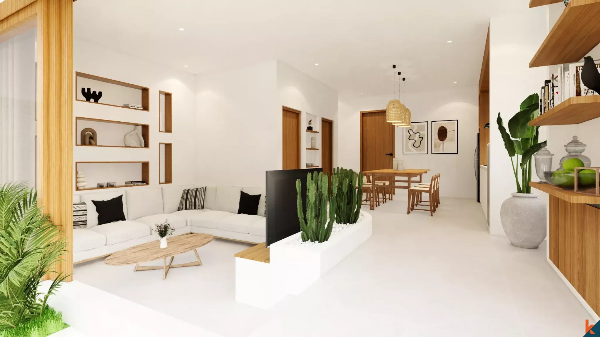 Rumah Liburan Bergaya Mediterania dengan Tiga Kamar Tidur untuk Disewa di Nyang Nyang