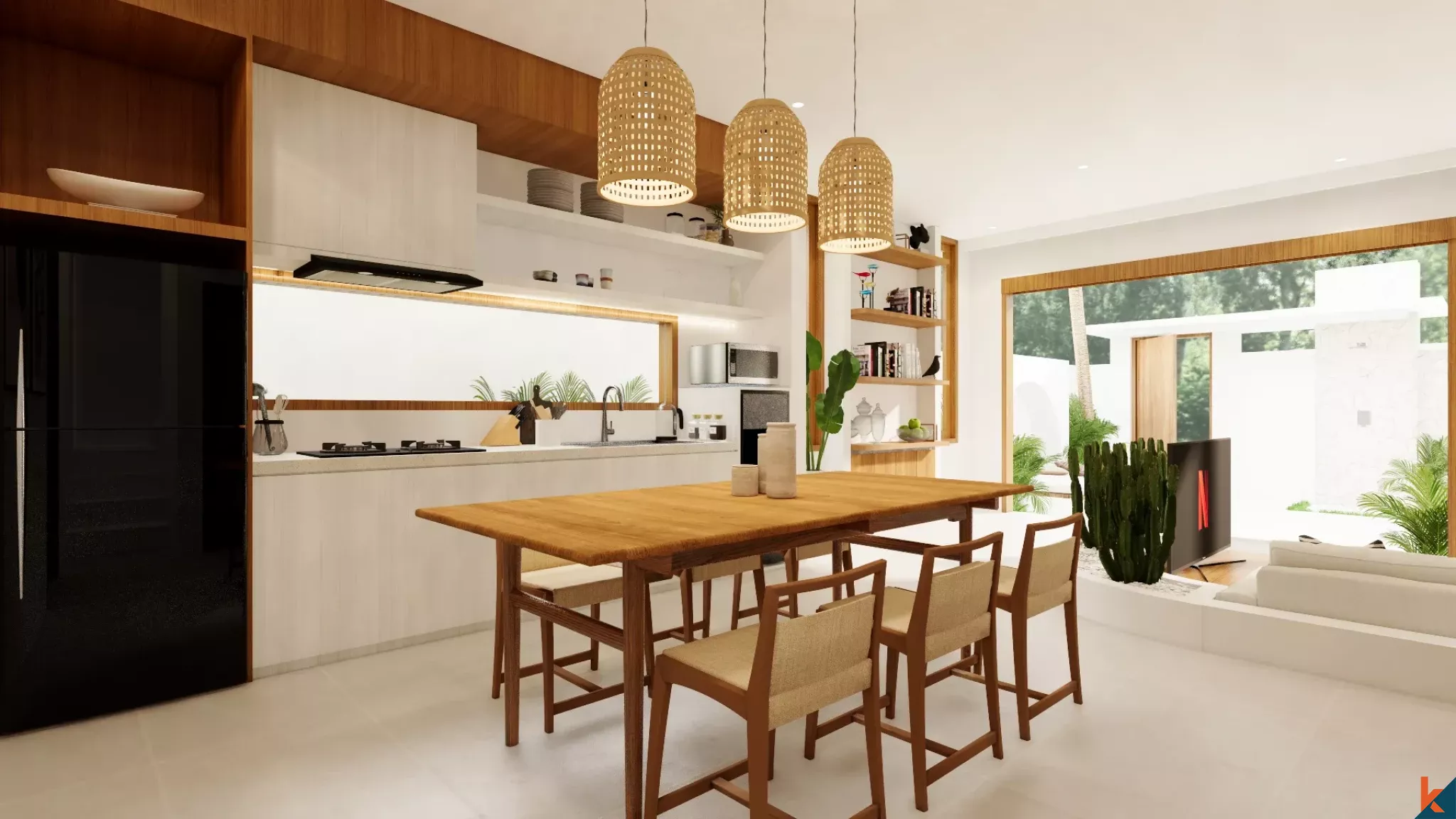 Rumah Liburan Bergaya Mediterania dengan Tiga Kamar Tidur untuk Disewa di Nyang Nyang