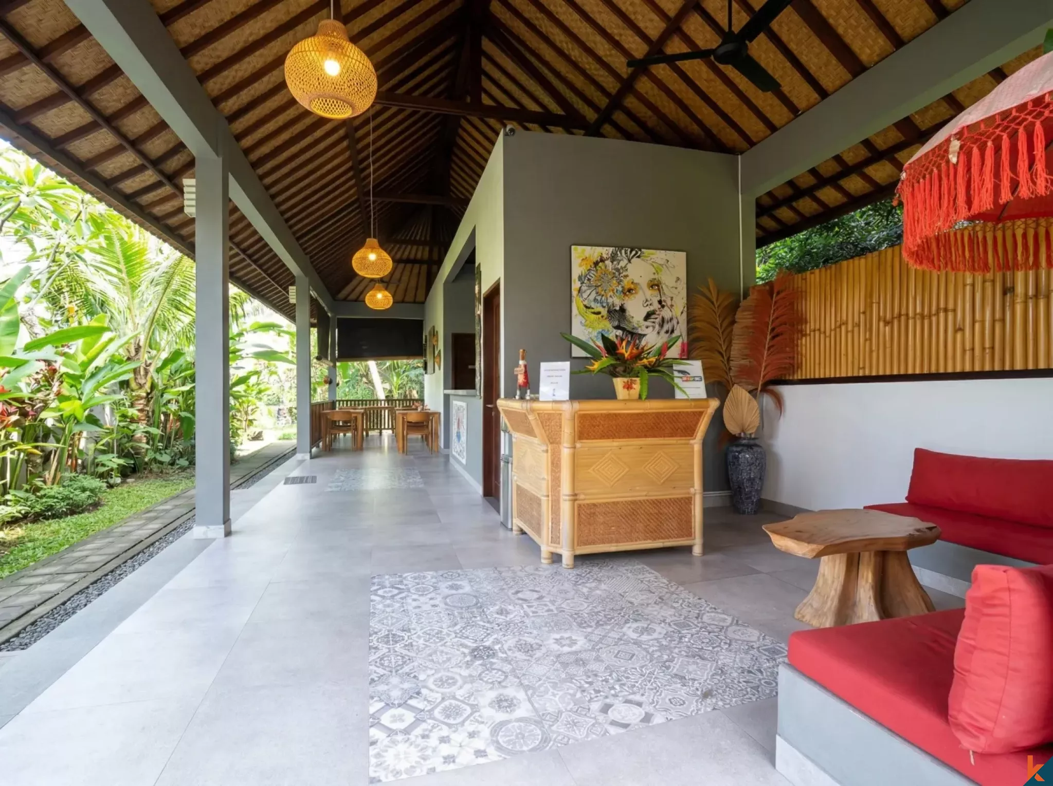 Rumah Tamu Bergaya yang Menawan dengan Pemandangan Sawah di Ubud yang Tenang