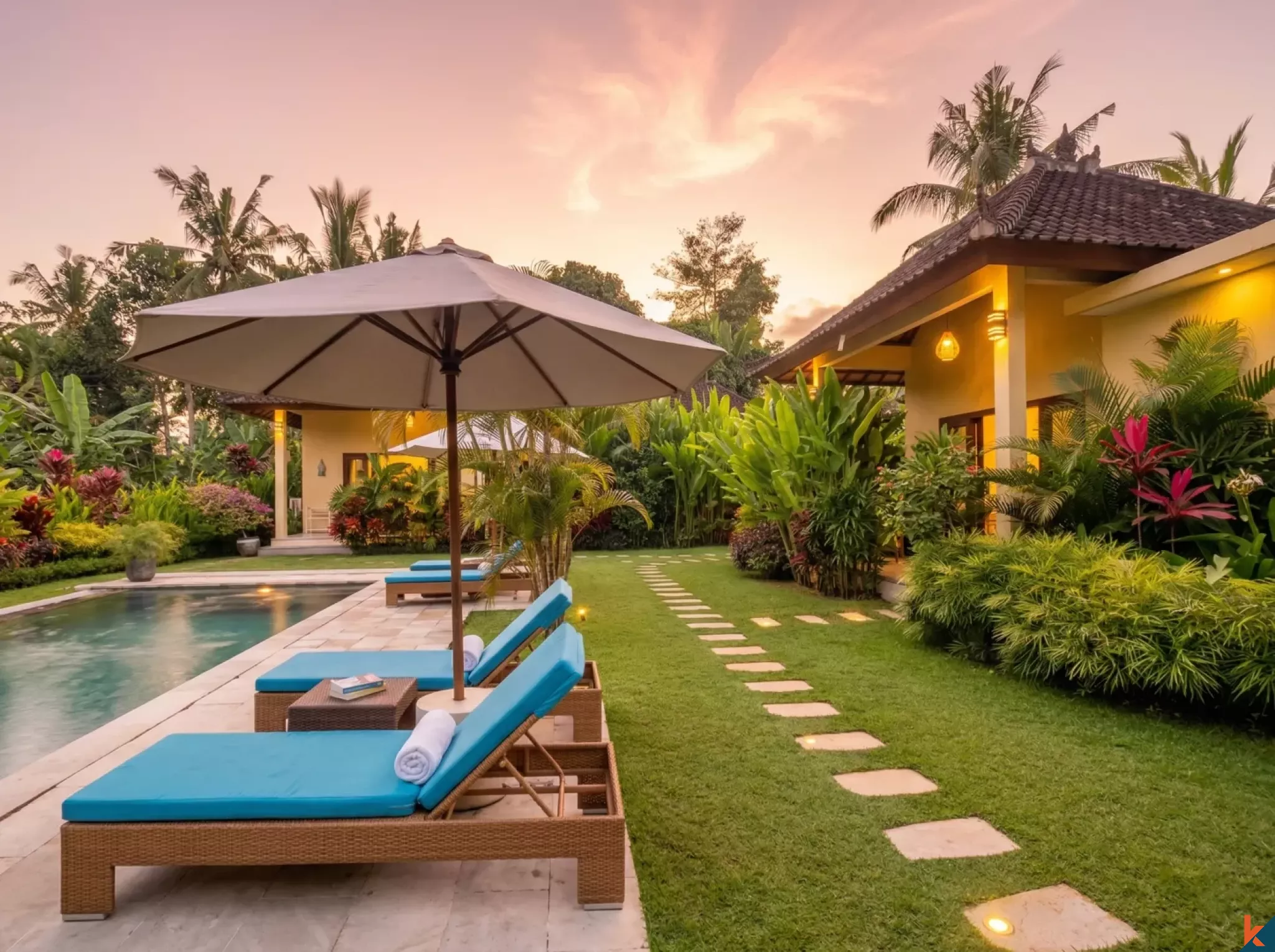 Rumah Tamu Bergaya yang Menawan dengan Pemandangan Sawah di Ubud yang Tenang