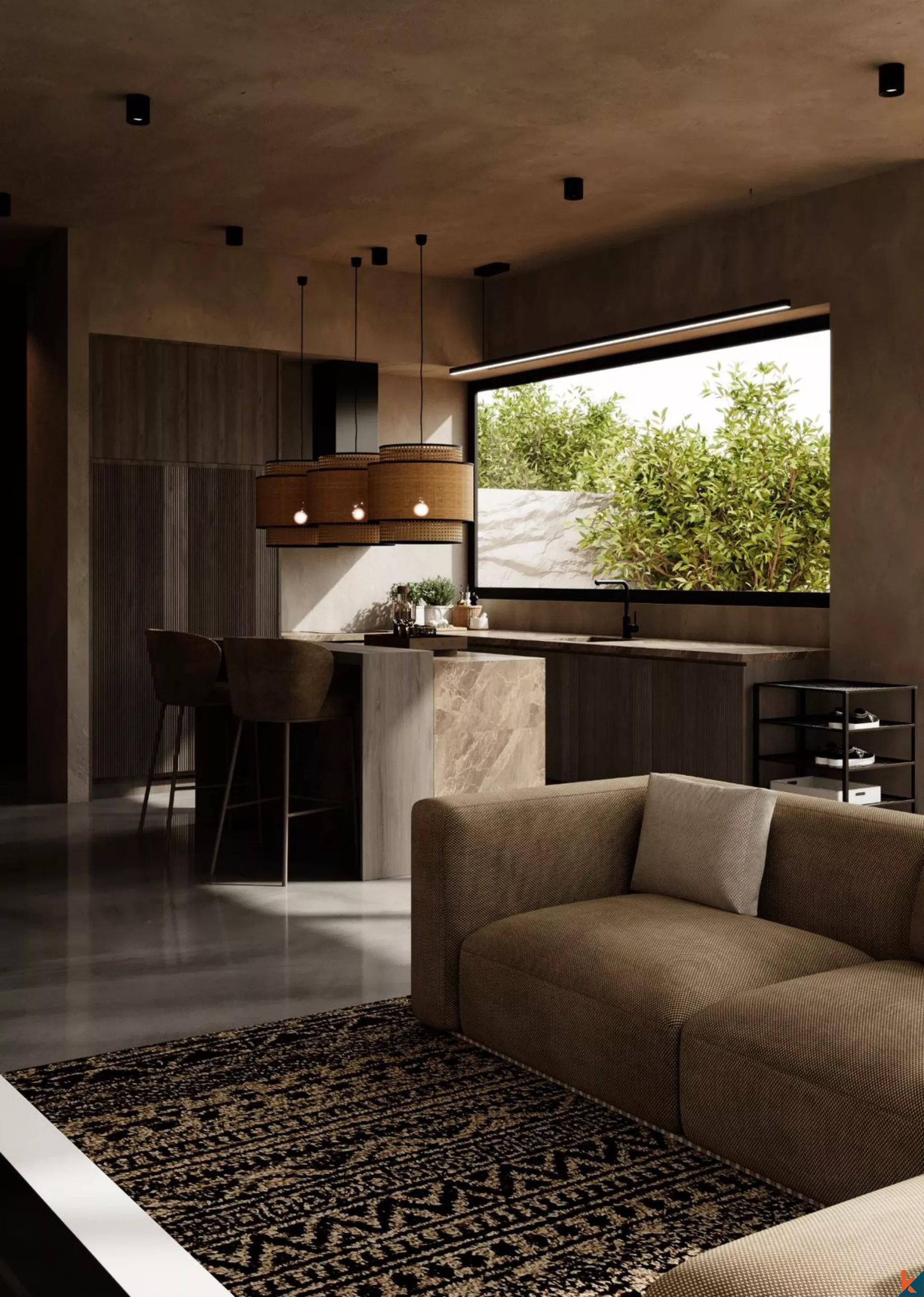 Villa Pribadi Kontemporer 2 Kamar Tidur yang Akan Segera Hadir di Berawa dengan Ruang Tamu Tertutup dan Kolam Renang