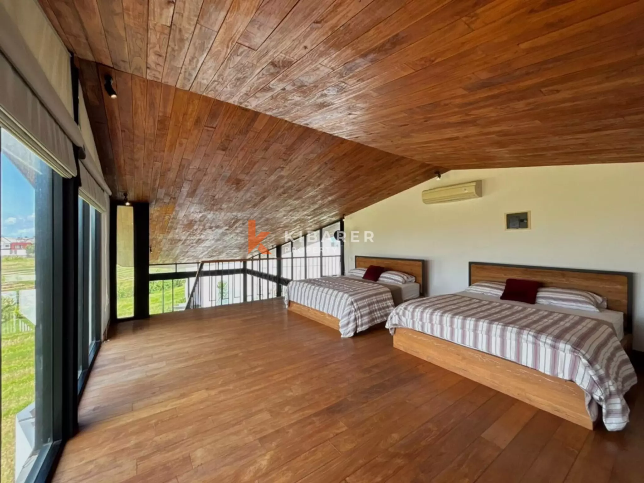 Modern Elegant Three Bedroom Villa with Mezzanine Retreat Overlooking Rice Fields in Cemagi