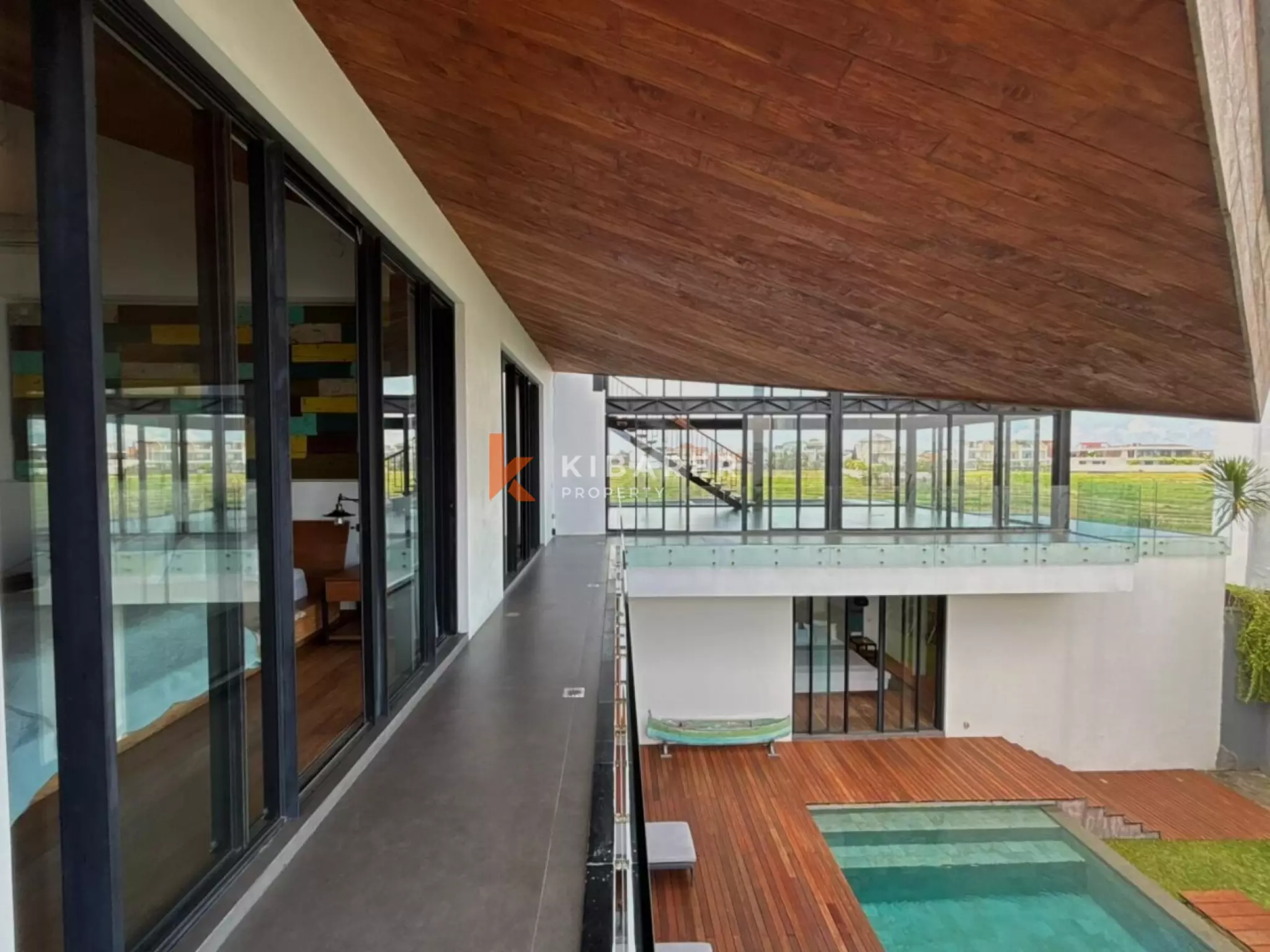 Modern Elegant Three Bedroom Villa with Mezzanine Retreat Overlooking Rice Fields in Cemagi