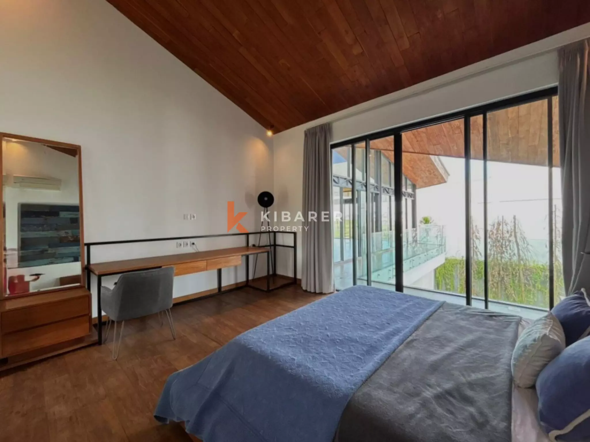 Modern Elegant Three Bedroom Villa with Mezzanine Retreat Overlooking Rice Fields in Cemagi