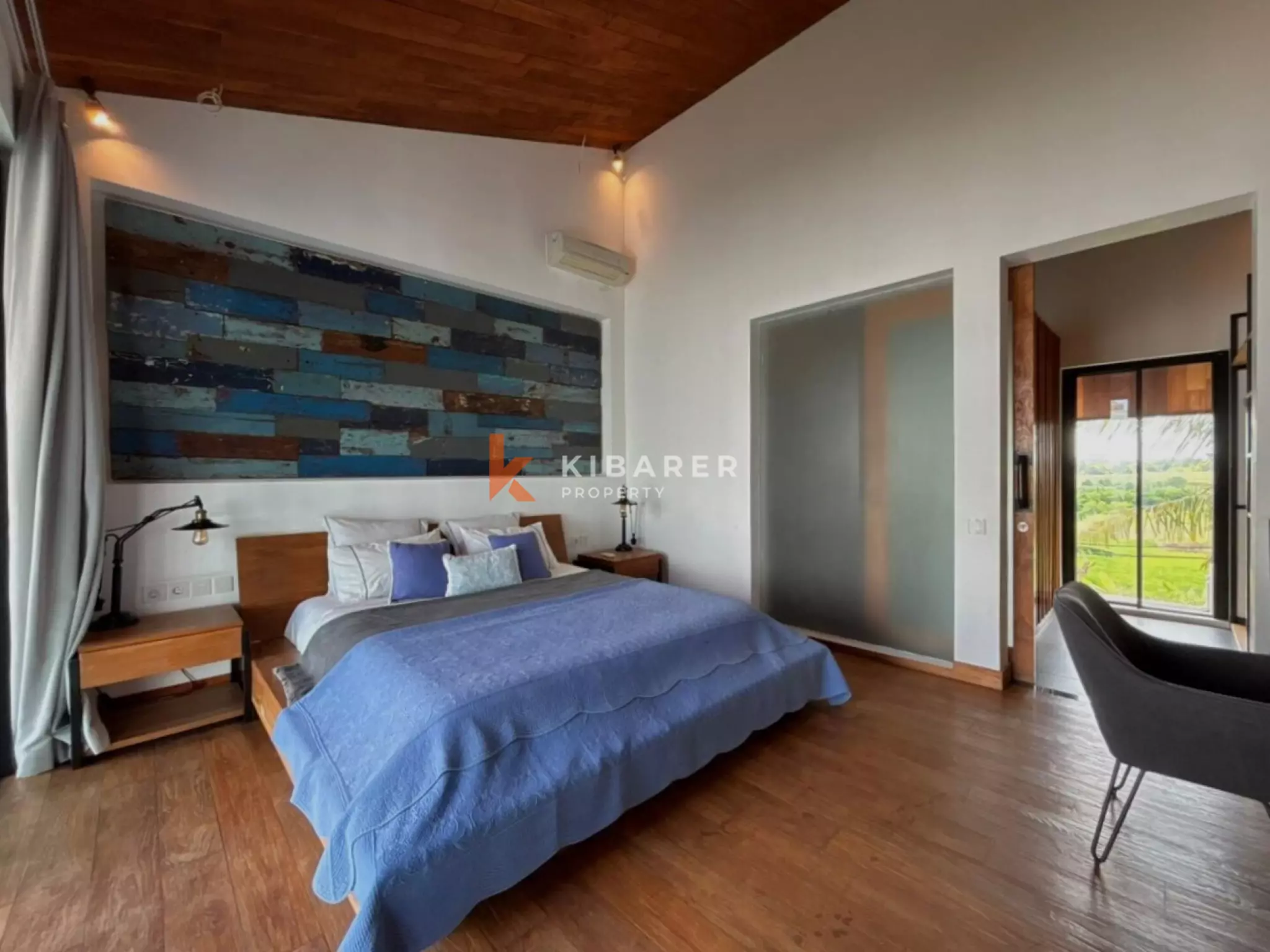 Modern Elegant Three Bedroom Villa with Mezzanine Retreat Overlooking Rice Fields in Cemagi