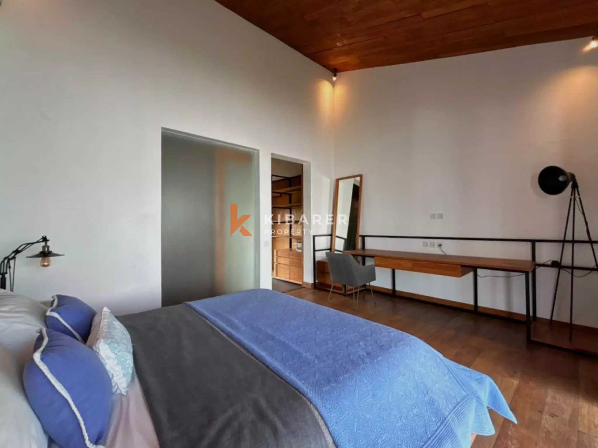 Modern Elegant Three Bedroom Villa with Mezzanine Retreat Overlooking Rice Fields in Cemagi