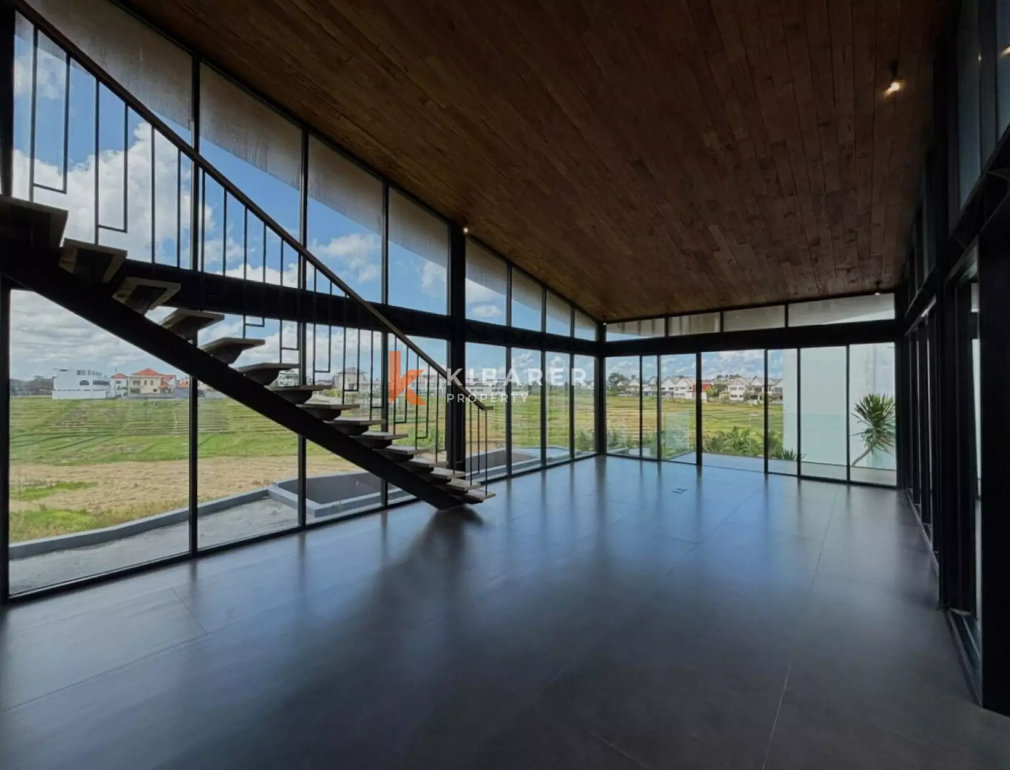 Modern Elegant Three Bedroom Villa with Mezzanine Retreat Overlooking Rice Fields in Cemagi