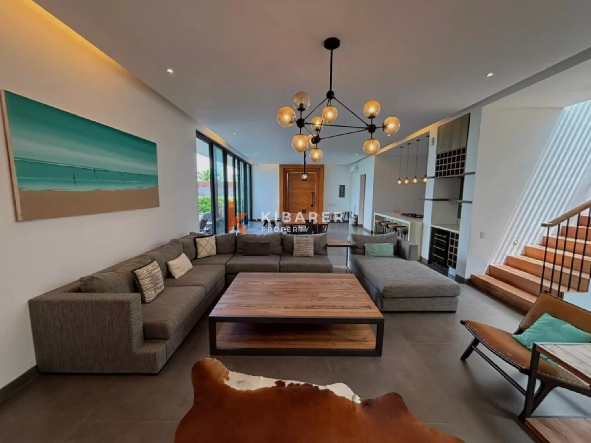 Modern Elegant Three Bedroom Villa with Mezzanine Retreat Overlooking Rice Fields in Cemagi