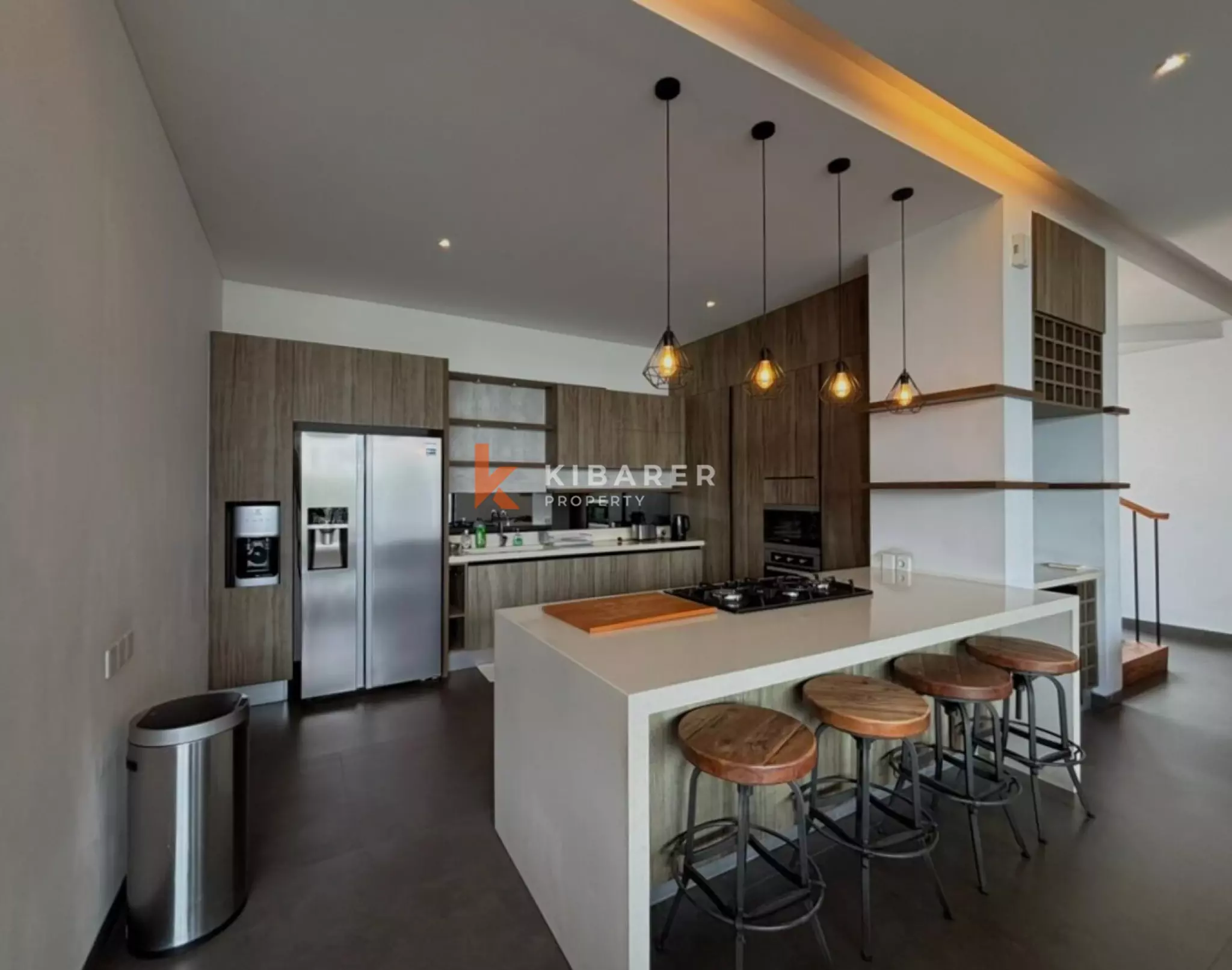 Modern Elegant Three Bedroom Villa with Mezzanine Retreat Overlooking Rice Fields in Cemagi