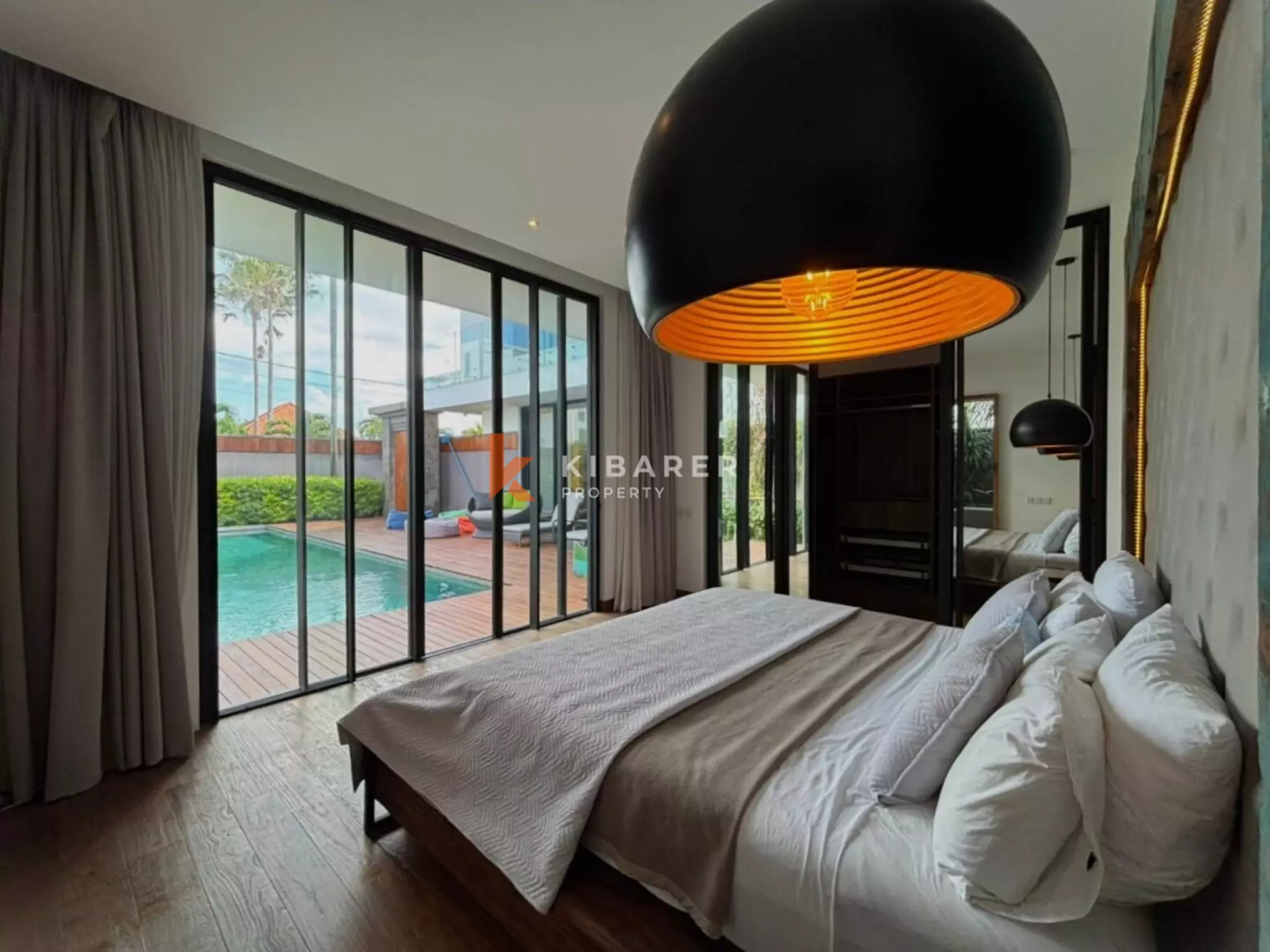 Modern Elegant Three Bedroom Villa with Mezzanine Retreat Overlooking Rice Fields in Cemagi