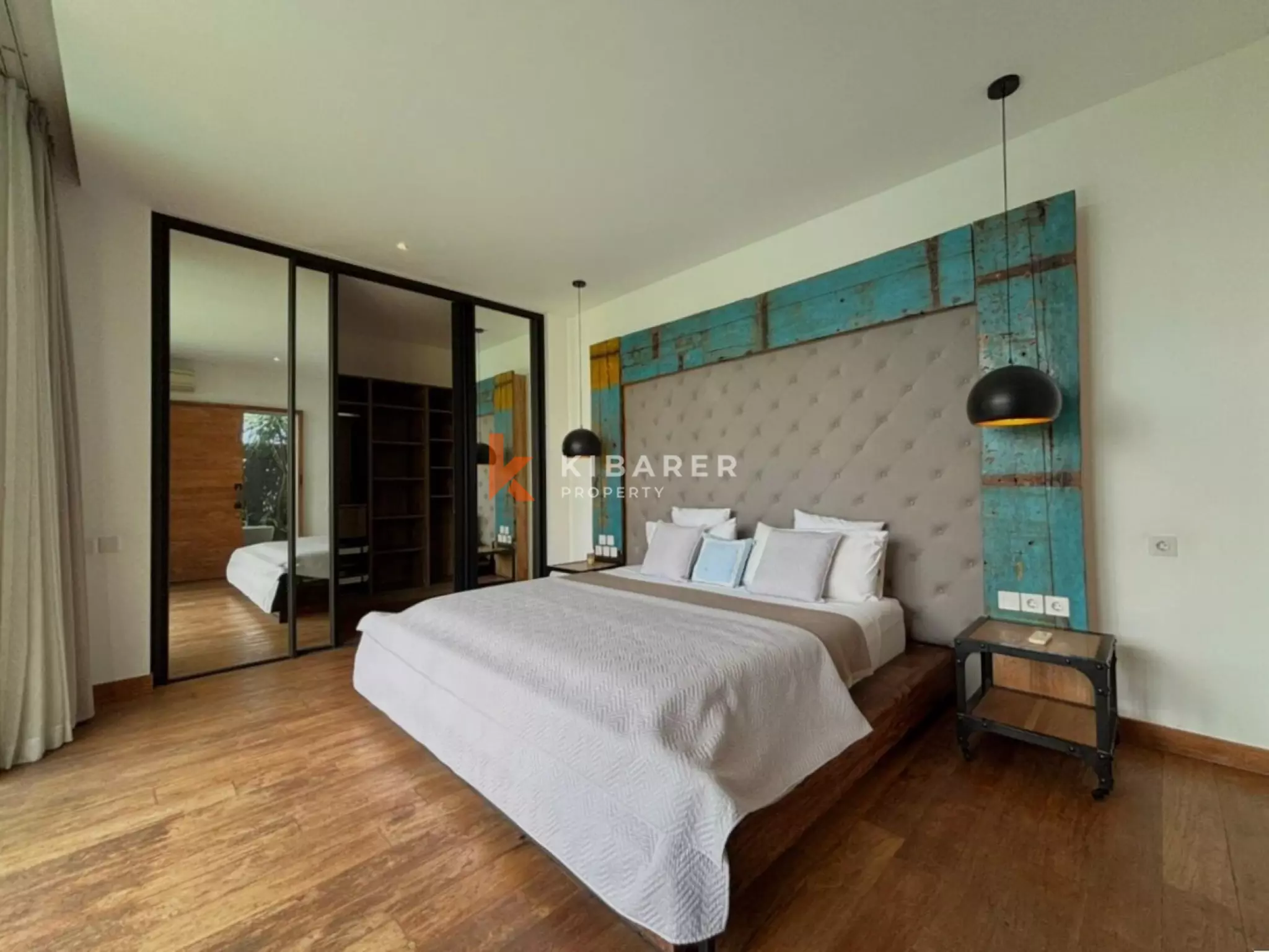 Modern Elegant Three Bedroom Villa with Mezzanine Retreat Overlooking Rice Fields in Cemagi