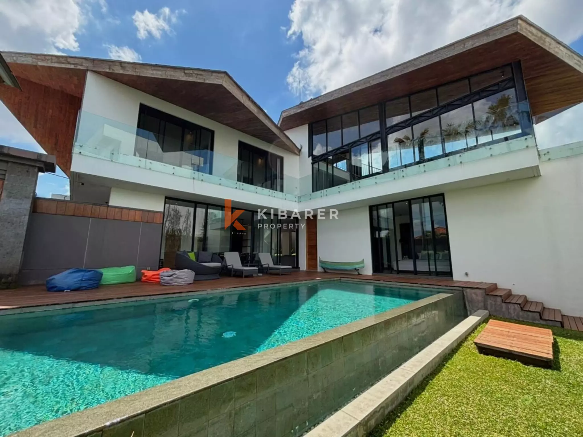 Modern Elegant Three Bedroom Villa with Mezzanine Retreat Overlooking Rice Fields in Cemagi