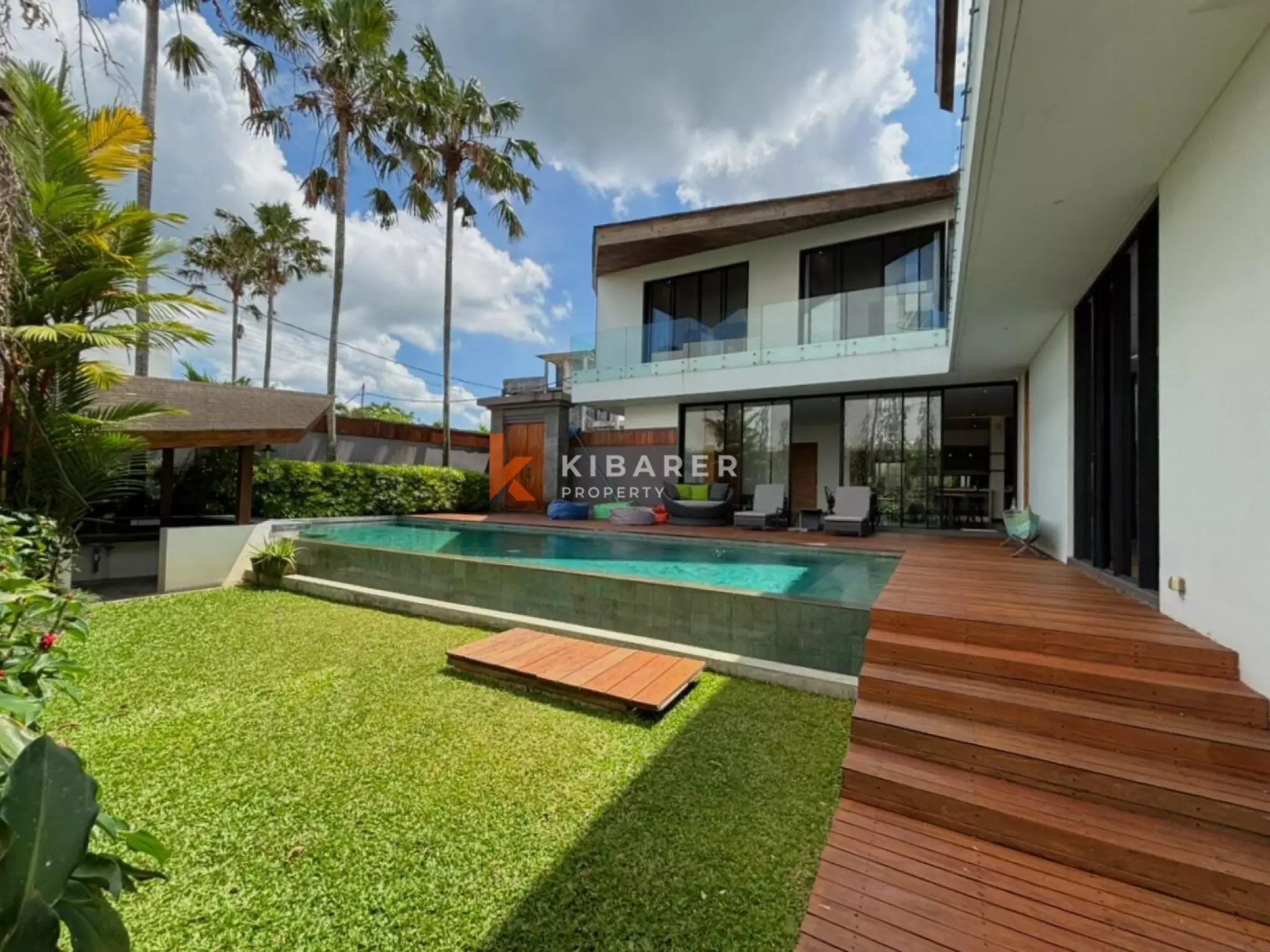 Modern Elegant Three Bedroom Villa with Mezzanine Retreat Overlooking Rice Fields in Cemagi