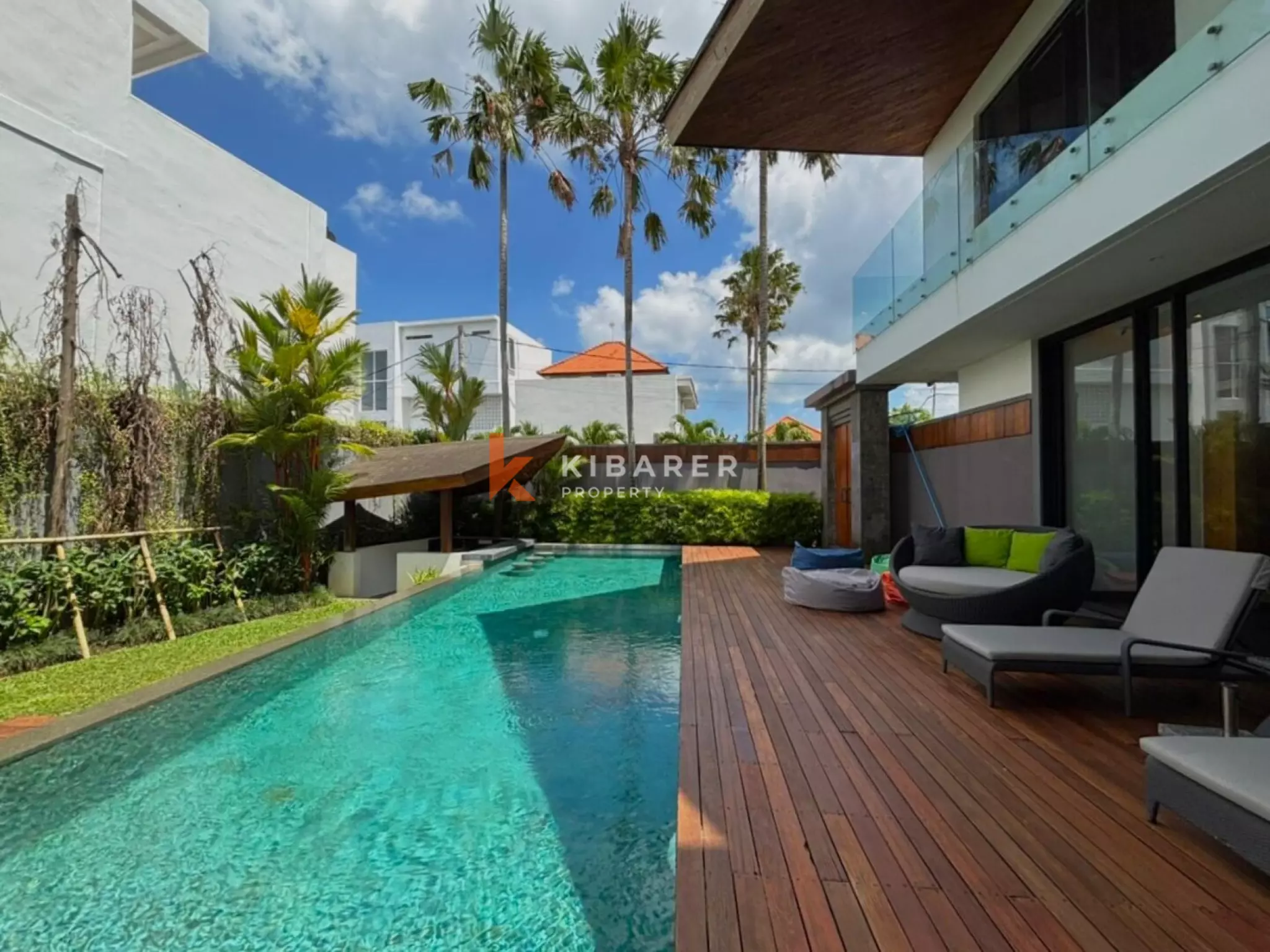 Modern Elegant Three Bedroom Villa with Mezzanine Retreat Overlooking Rice Fields in Cemagi