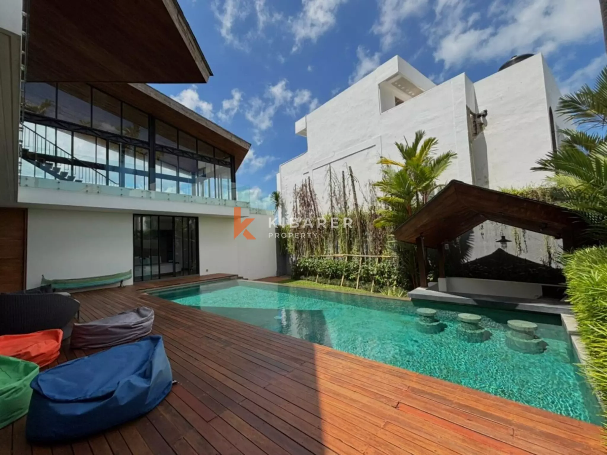 Modern Elegant Three Bedroom Villa with Mezzanine Retreat Overlooking Rice Fields in Cemagi