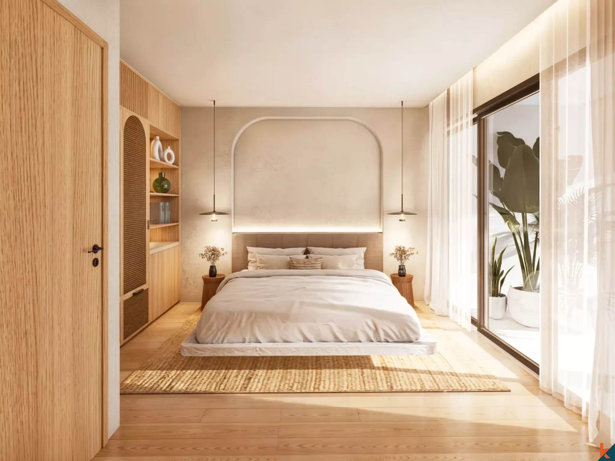 Villa paisible de deux chambres en bail emphytéotique à Berawa avec une vue imprenable sur les rizières (livraison T4 2026)