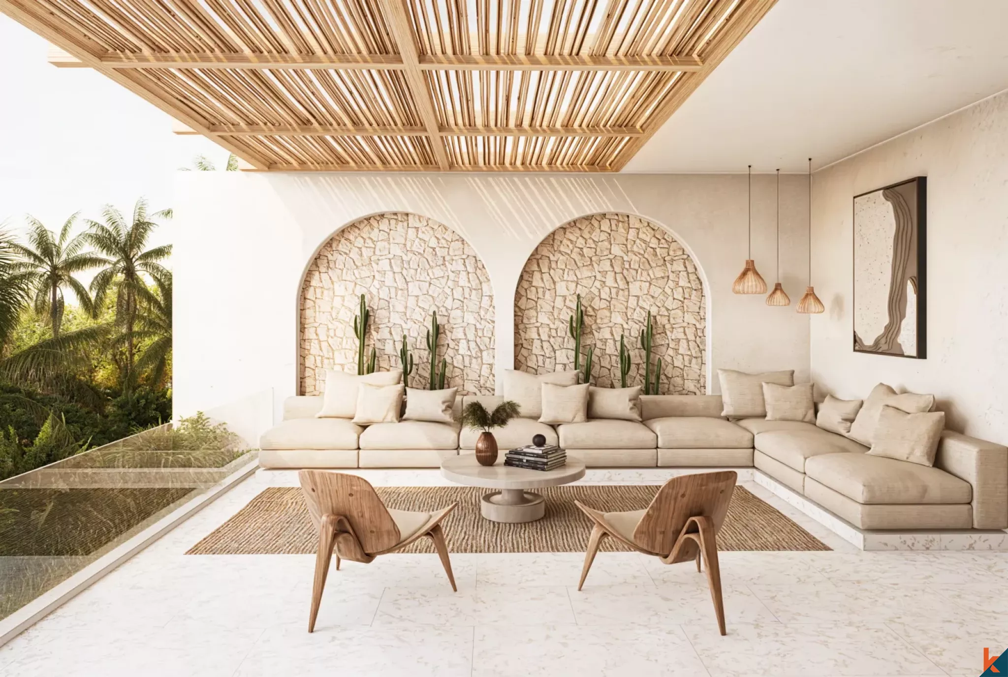 Villa paisible de deux chambres en bail emphytéotique à Berawa avec une vue imprenable sur les rizières (livraison T4 2026)