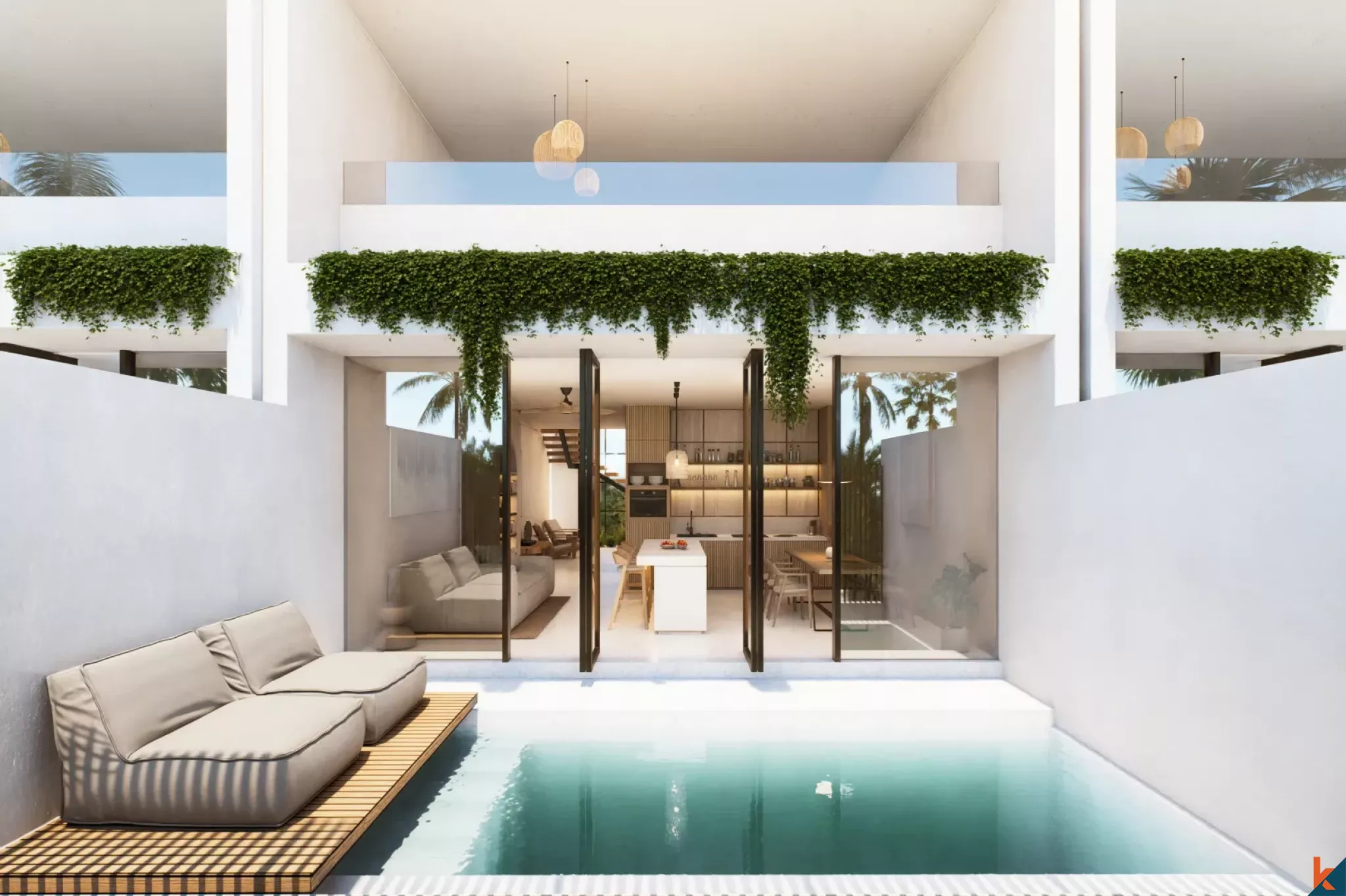 Villa paisible de deux chambres en bail emphytéotique à Berawa avec une vue imprenable sur les rizières (livraison T4 2026)