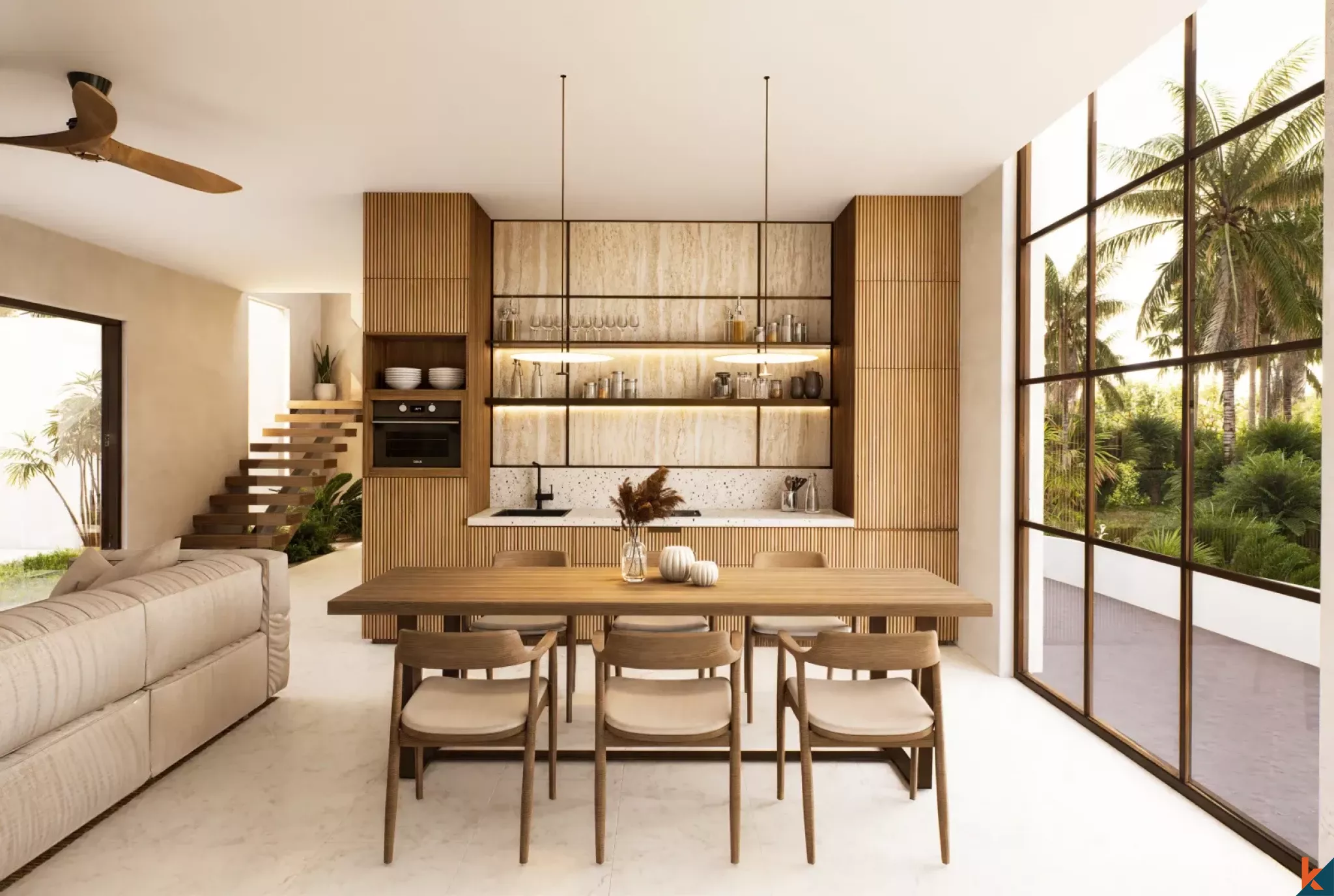 Superbe villa en bail de 3 chambres à Berawa avec vue imprenable sur les rizières (livraison T4 2026)