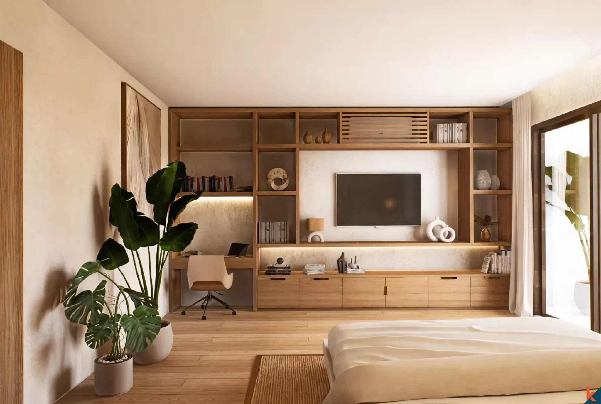 Superbe villa en bail de 3 chambres à Berawa avec vue imprenable sur les rizières (livraison T4 2026)