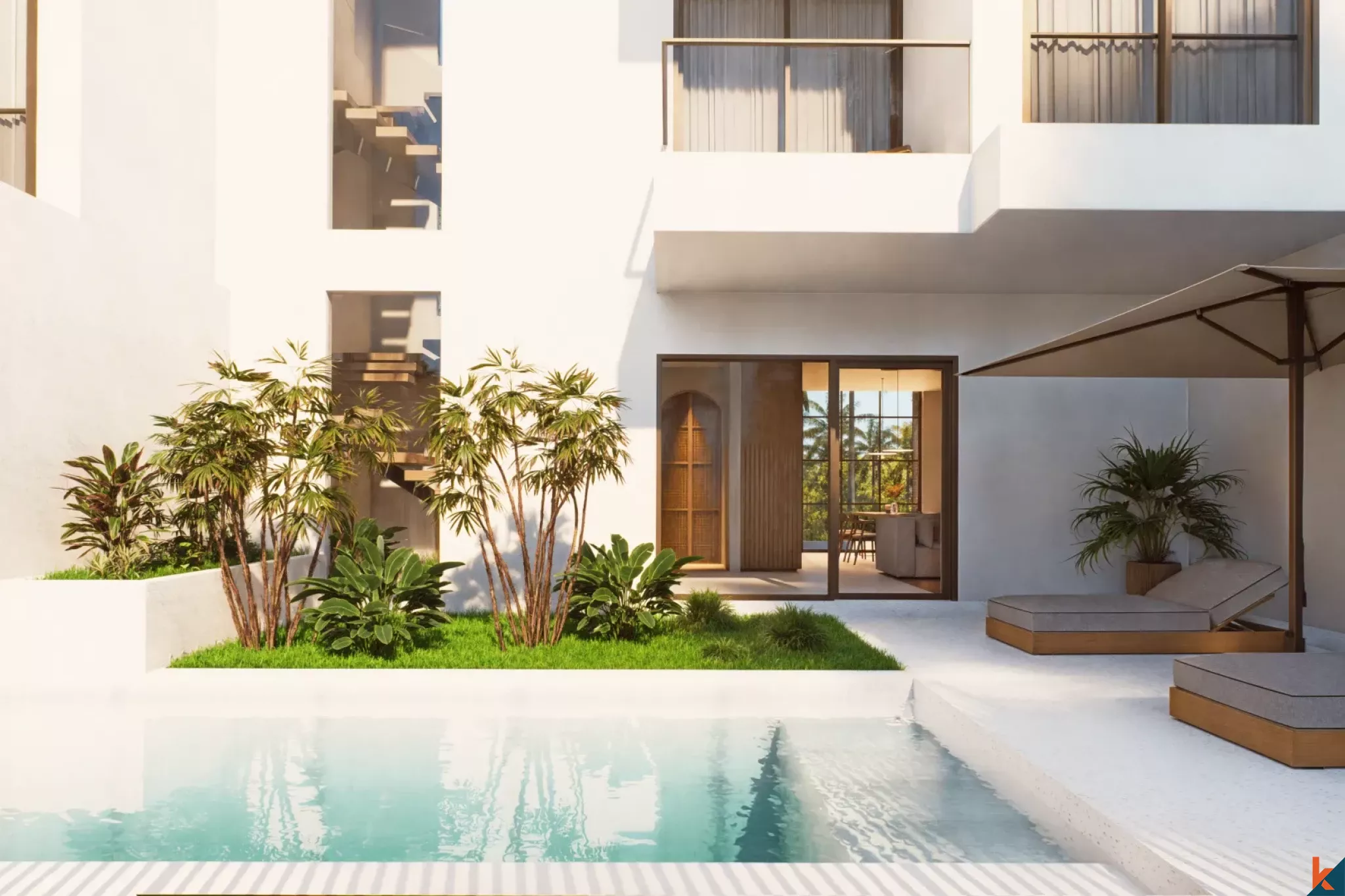 Superbe villa en bail de 3 chambres à Berawa avec vue imprenable sur les rizières (livraison T4 2026)