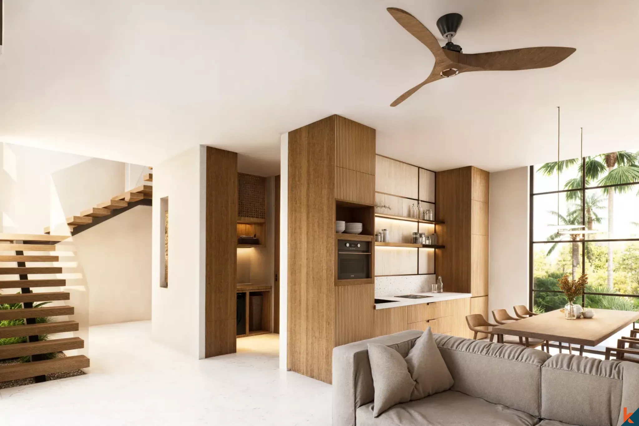 Superbe villa en bail de 3 chambres à Berawa avec vue imprenable sur les rizières (livraison T4 2026)