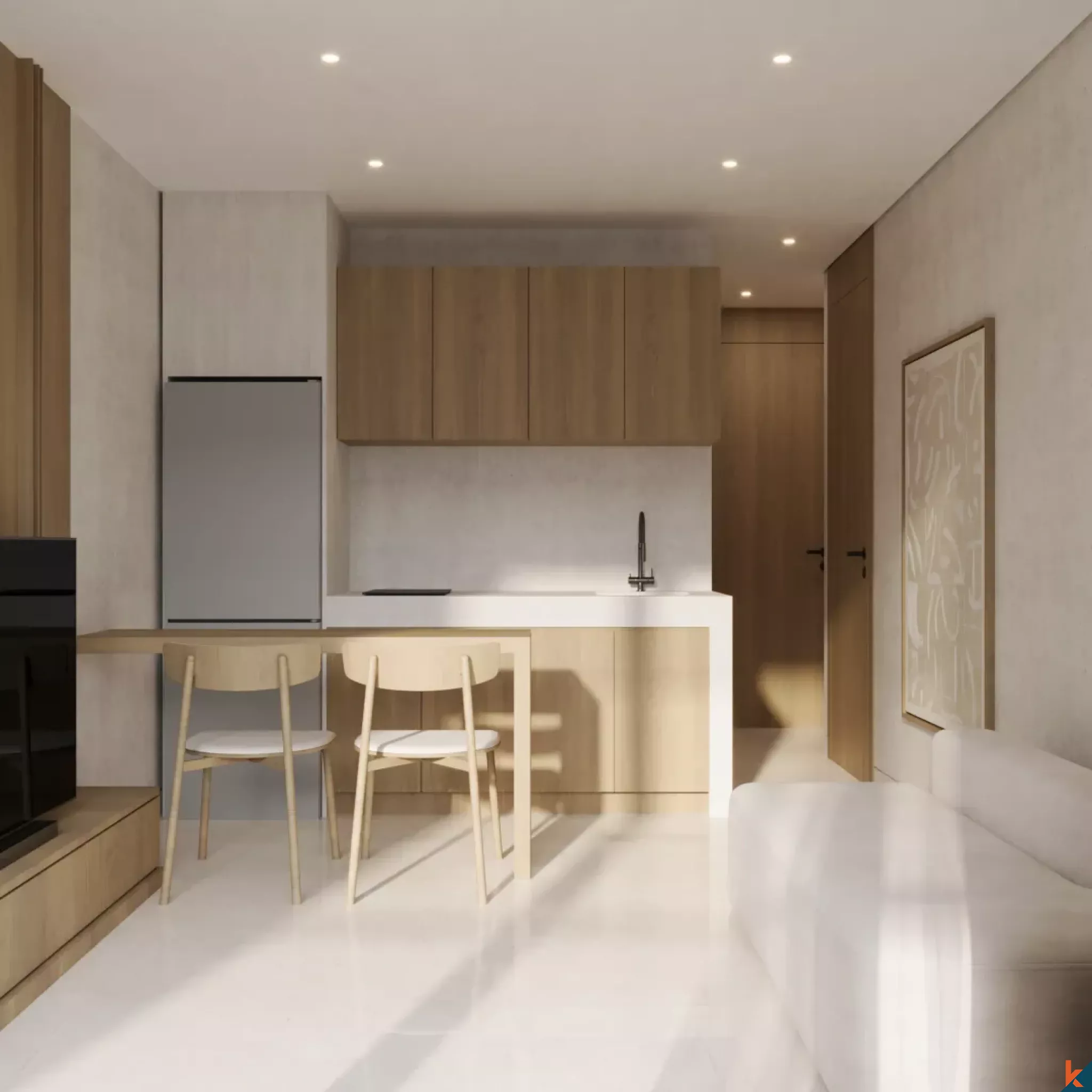 Apartemen Satu Kamar Tidur Elegan untuk Disewa di Cepaka