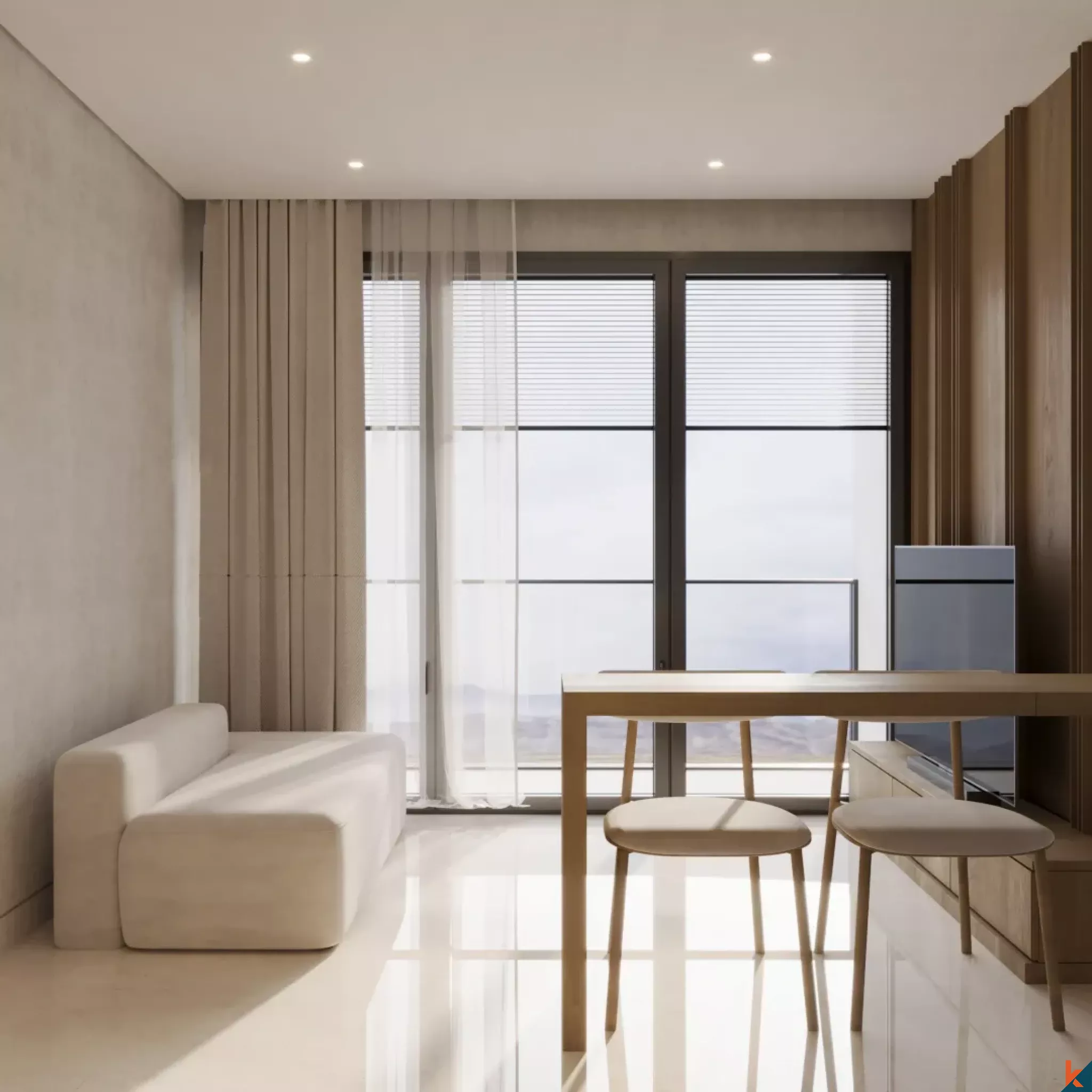 Apartemen Satu Kamar Tidur Elegan untuk Disewa di Cepaka