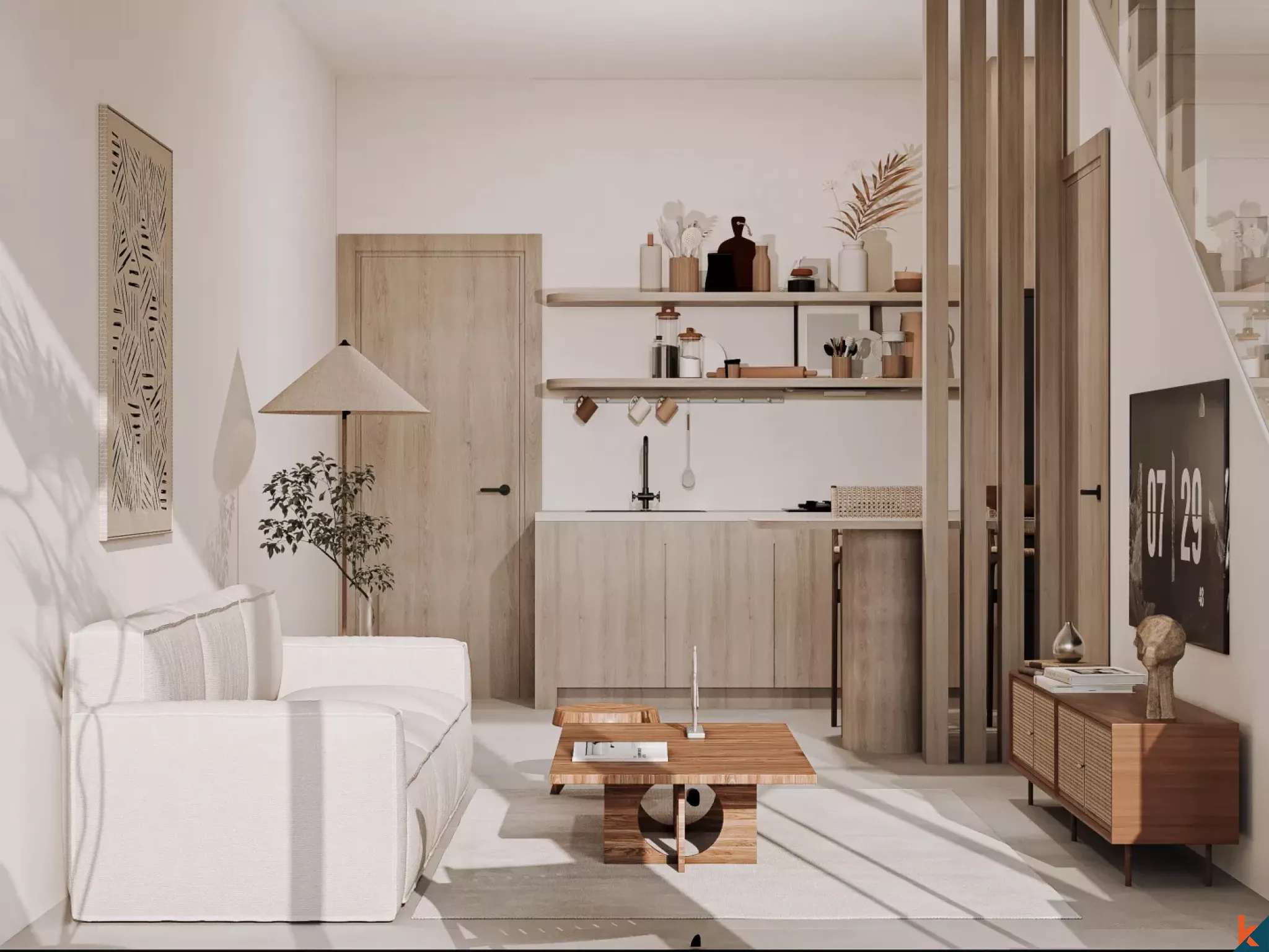 Apartemen Loft Satu Kamar Tidur yang Chic untuk Disewa di Cepaka yang Tenang