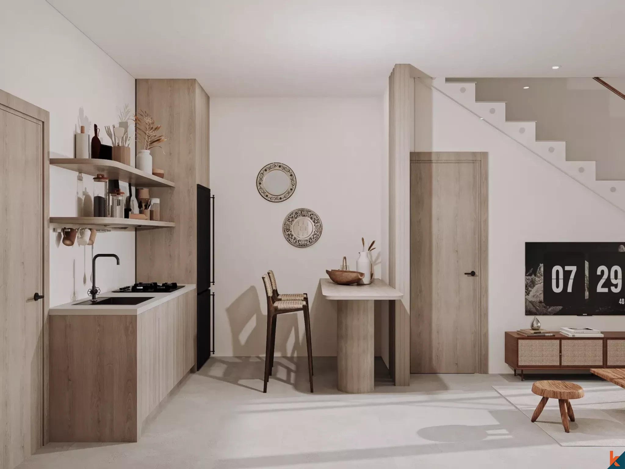 Apartemen Loft Satu Kamar Tidur yang Chic untuk Disewa di Cepaka yang Tenang