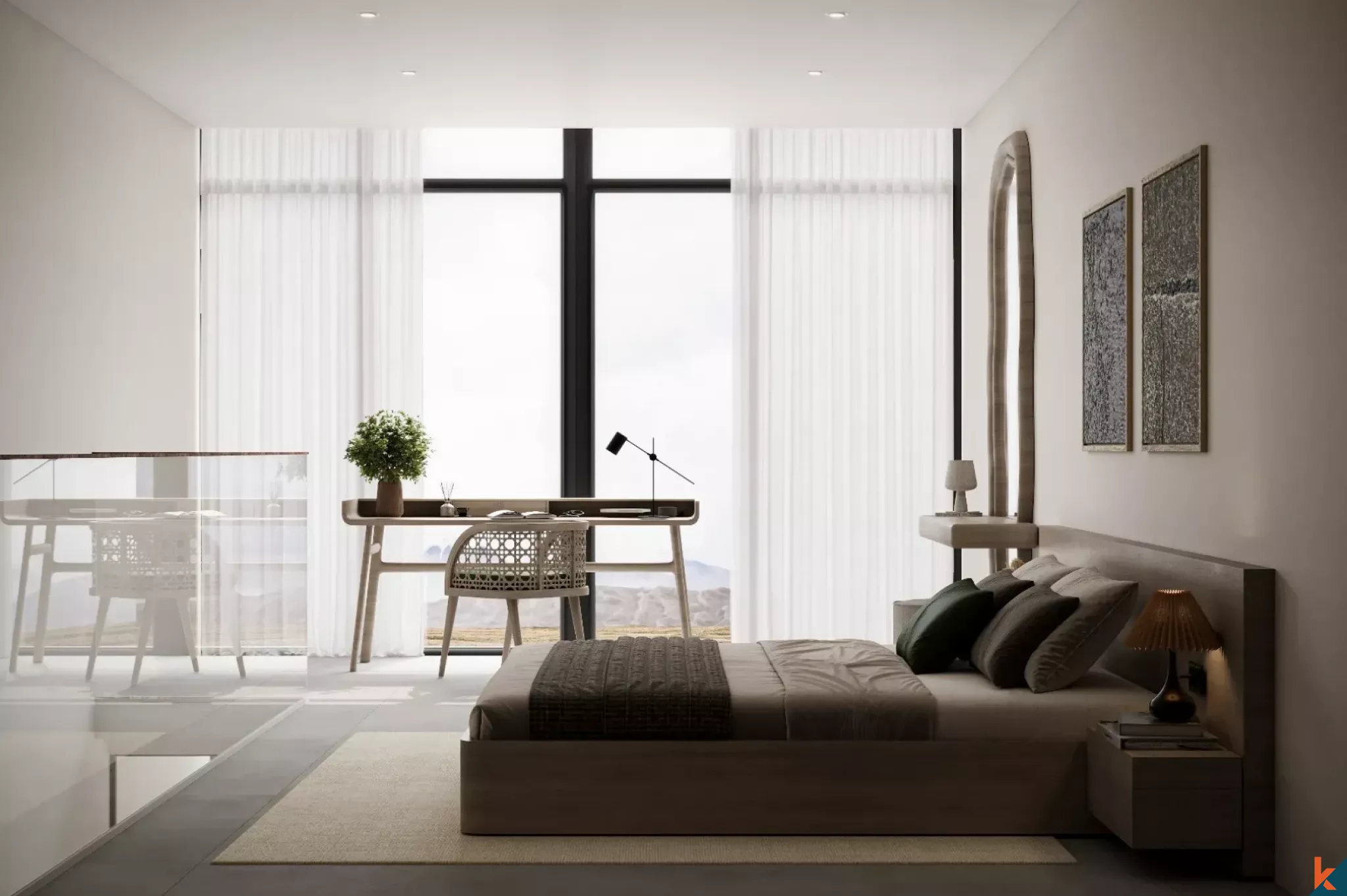 Apartemen Loft Satu Kamar Tidur yang Chic untuk Disewa di Cepaka yang Tenang