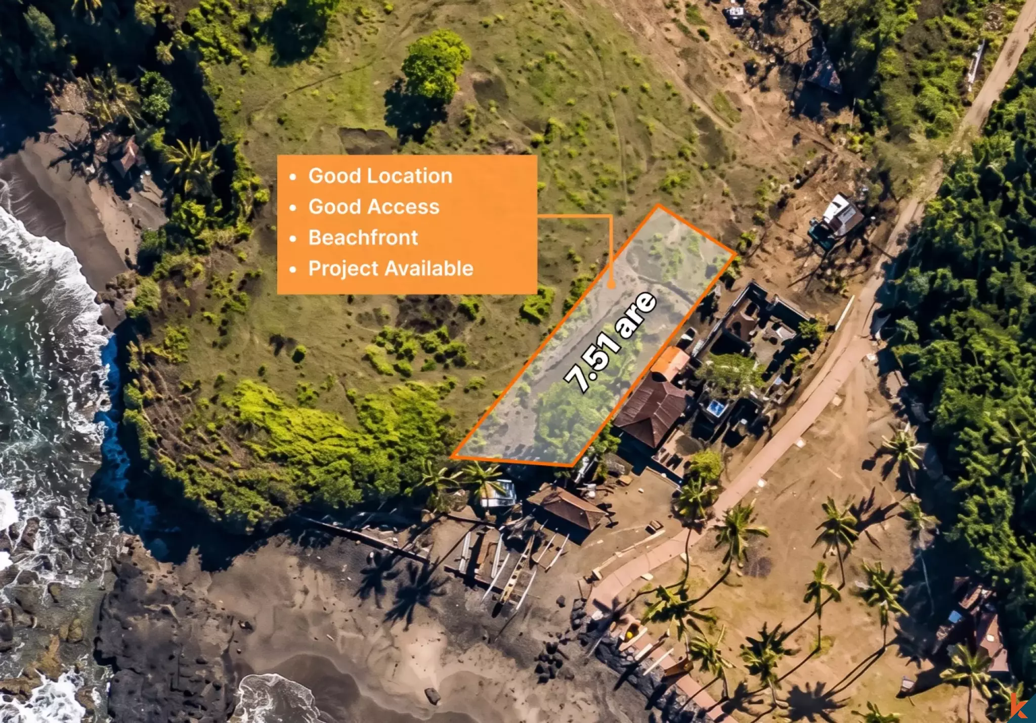 Rare terrain en bord de mer, en bail emphytéotique de longue durée, à Pantai Bonian - Tabanan