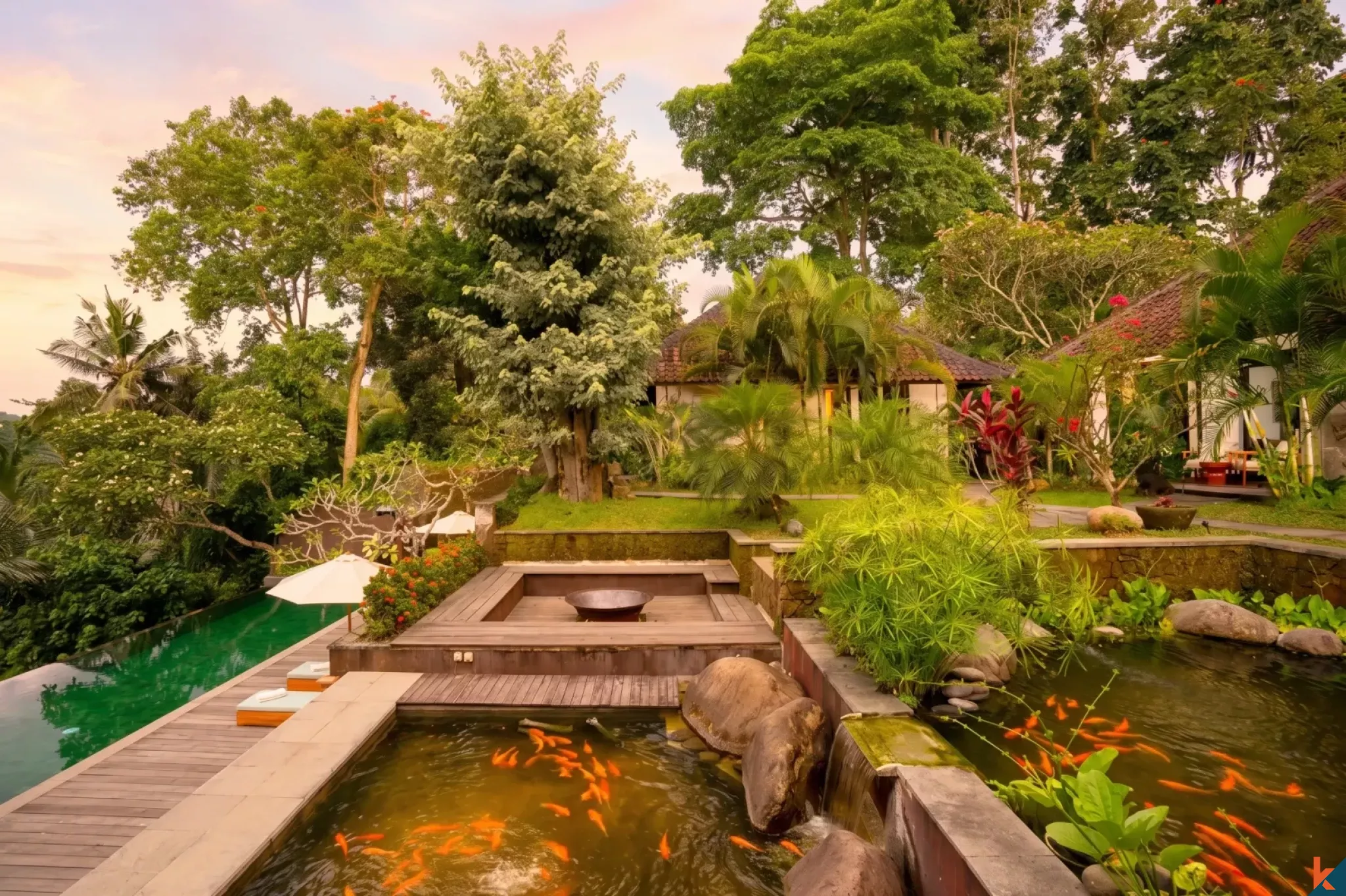Rare Eight-Bedroom Retreat Estate with Jungle Sunset Views for Lease in Ubud