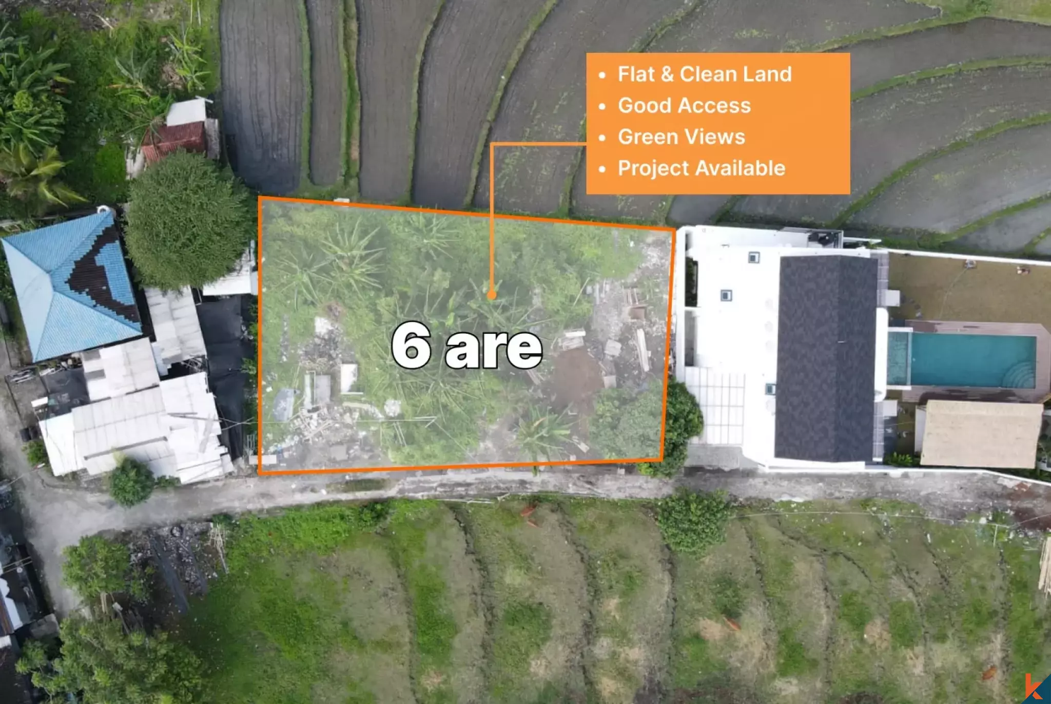 Terrain en bail emphytéotique de premier choix de 6 are avec vue dégagée sur la verdure à Padonan