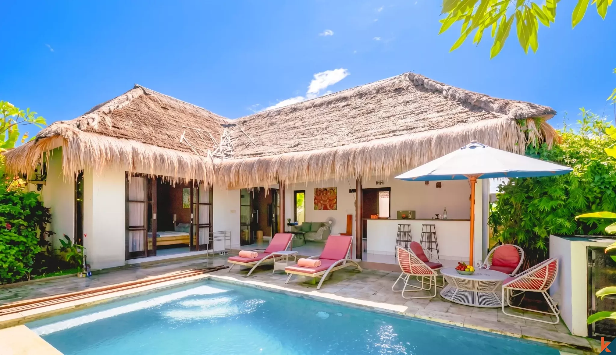 Villa balinaise élégante de deux chambres à louer à Ungasan