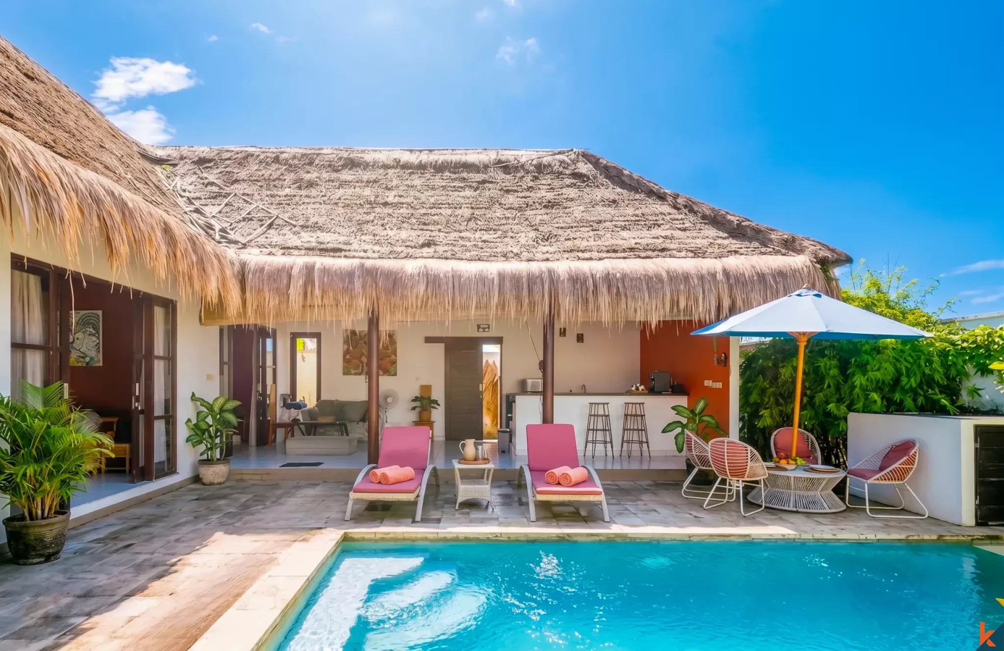 Villa balinaise élégante de deux chambres à louer à Ungasan