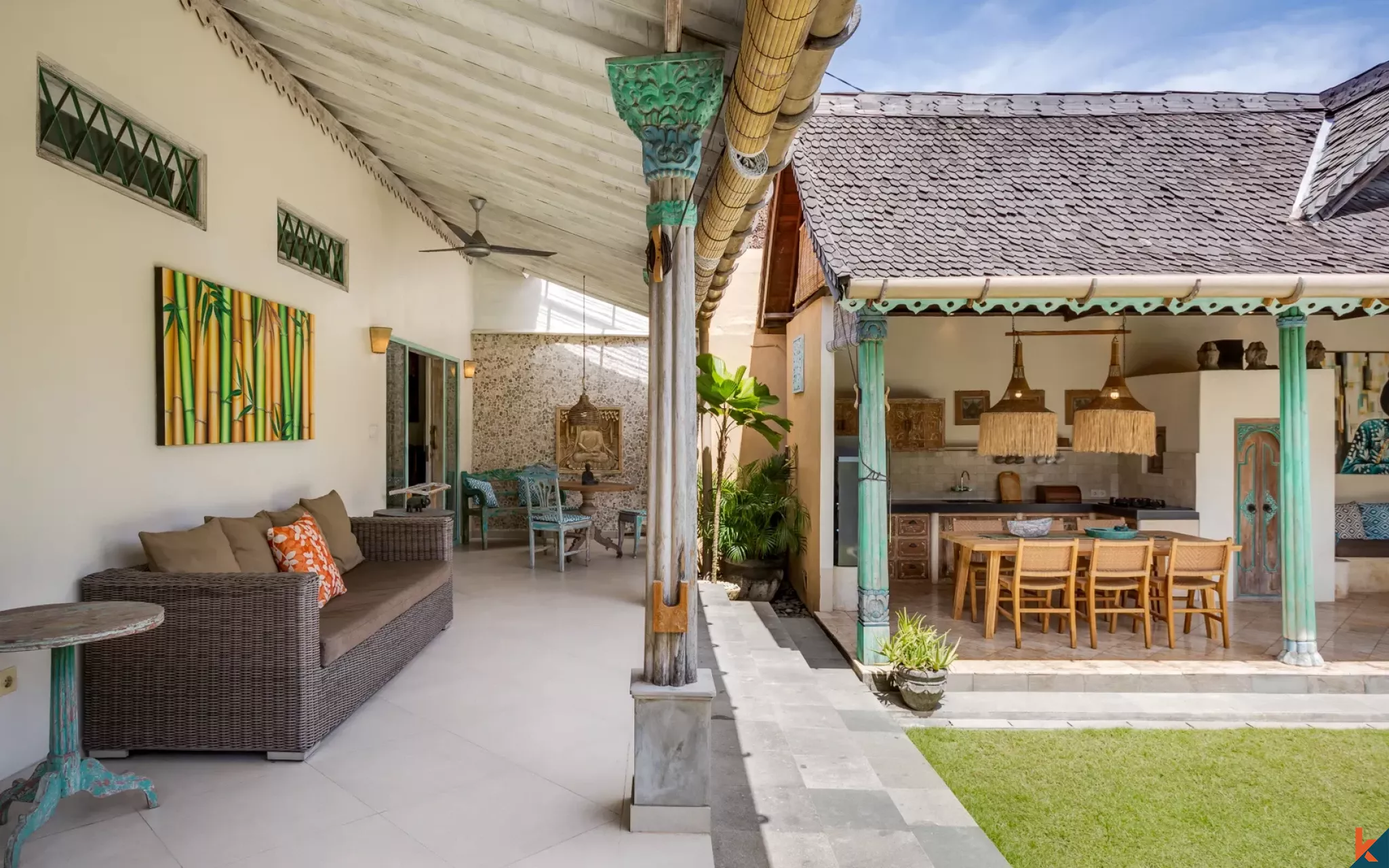 Charmante villa traditionnelle de trois chambres à coucher en location dans le quartier central de Drupadi