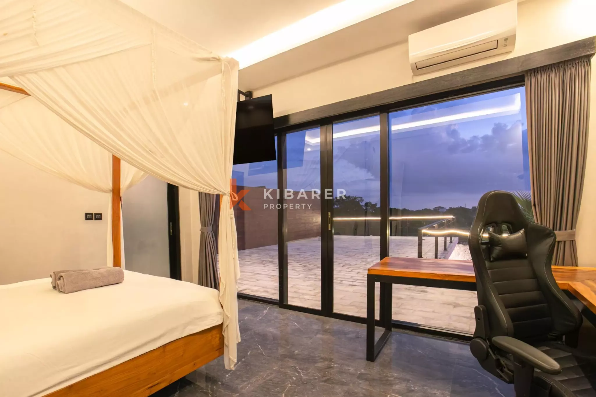 Stylish Four-Bedroom Villa with Rooftop Rice Field Views Close to Berawa