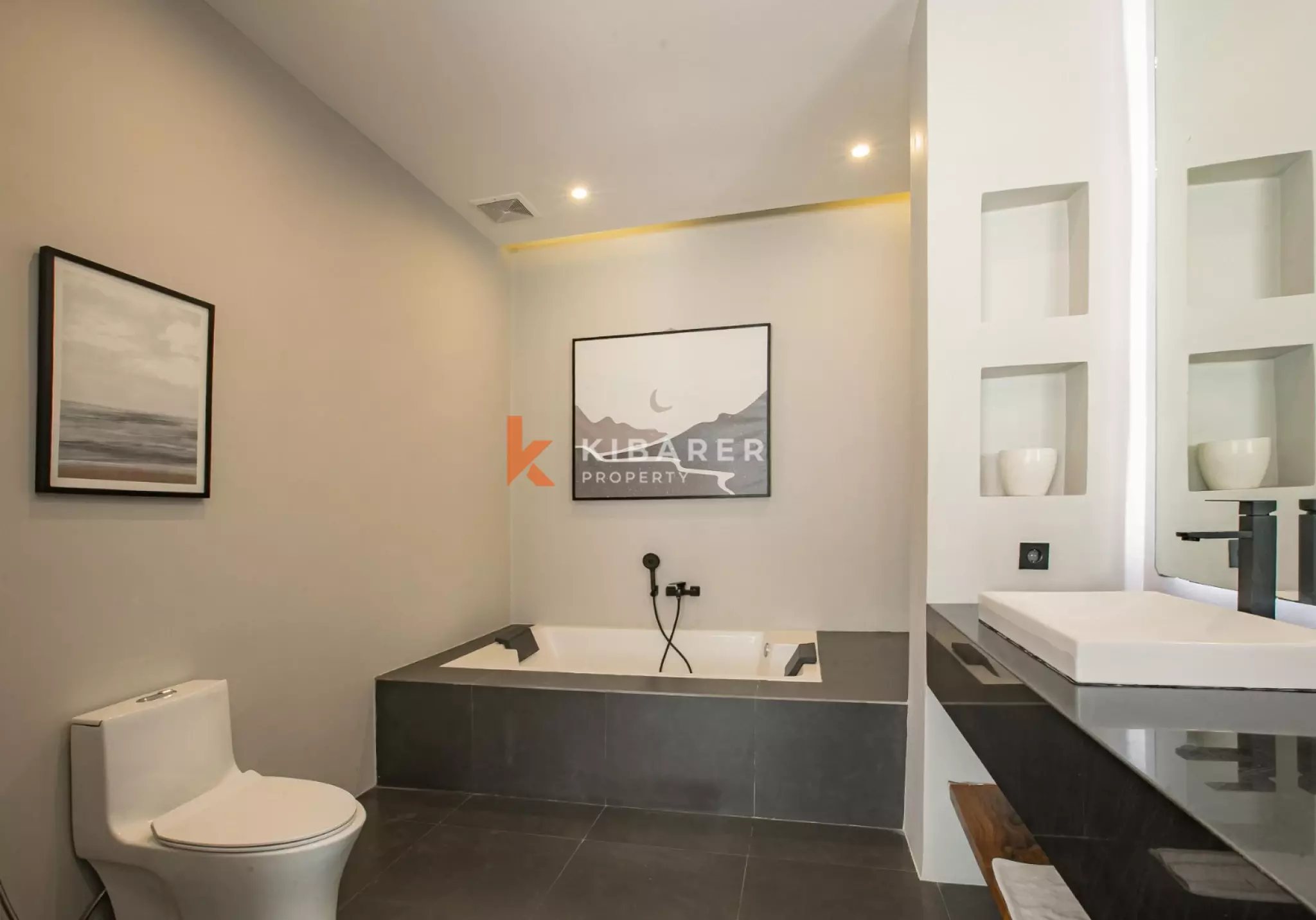 Stylish Four-Bedroom Villa with Rooftop Rice Field Views Close to Berawa