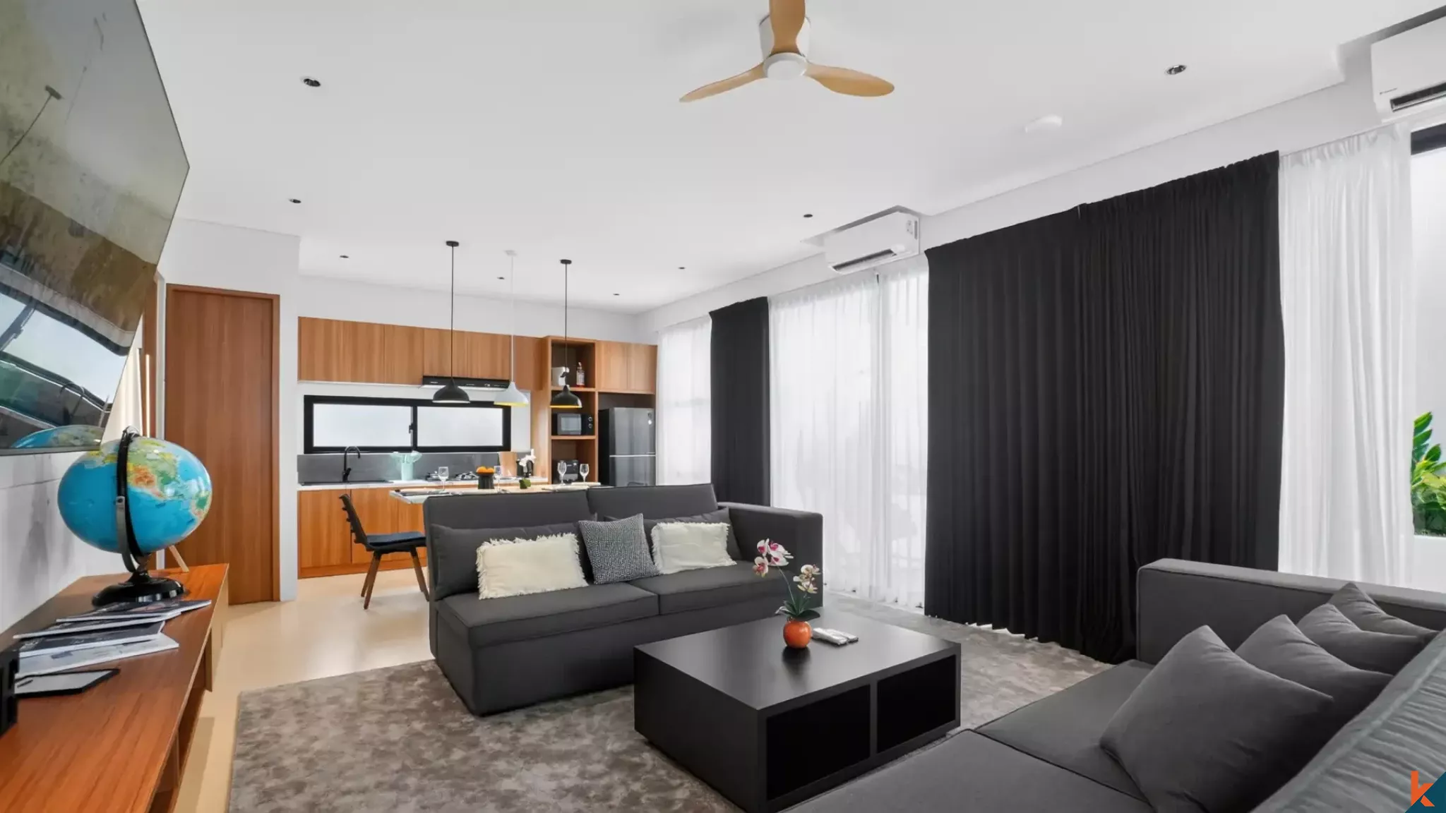 Vila modern dua kamar tidur dengan ROI sewa di Bumbak