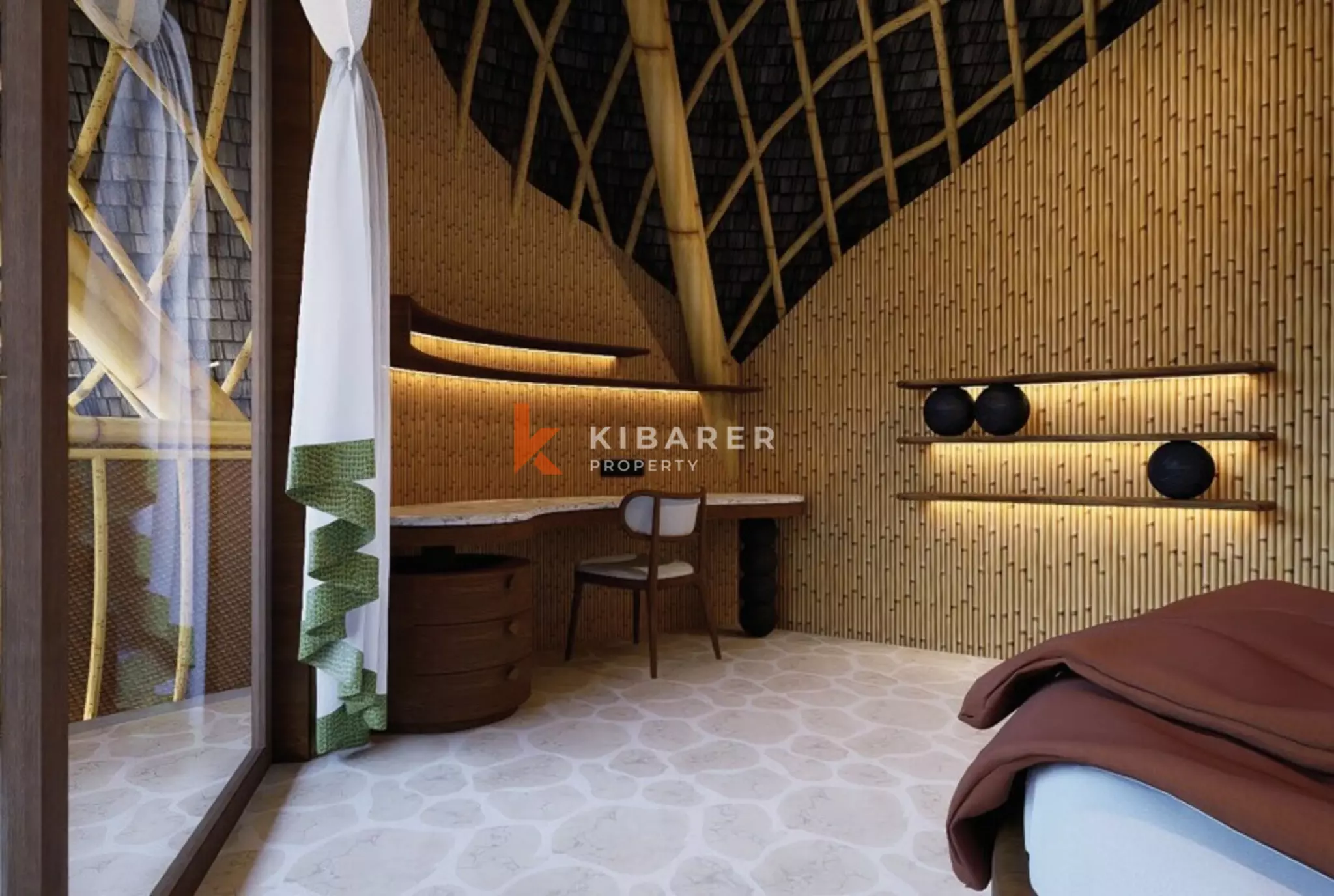 Eco-Luxury Three Bedroom Bamboo Villa with Tranquil River Views in Tabanan