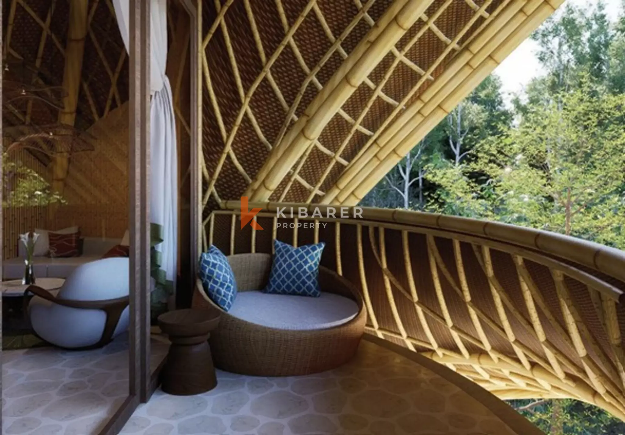 Eco-Luxury Three Bedroom Bamboo Villa with Tranquil River Views in Tabanan