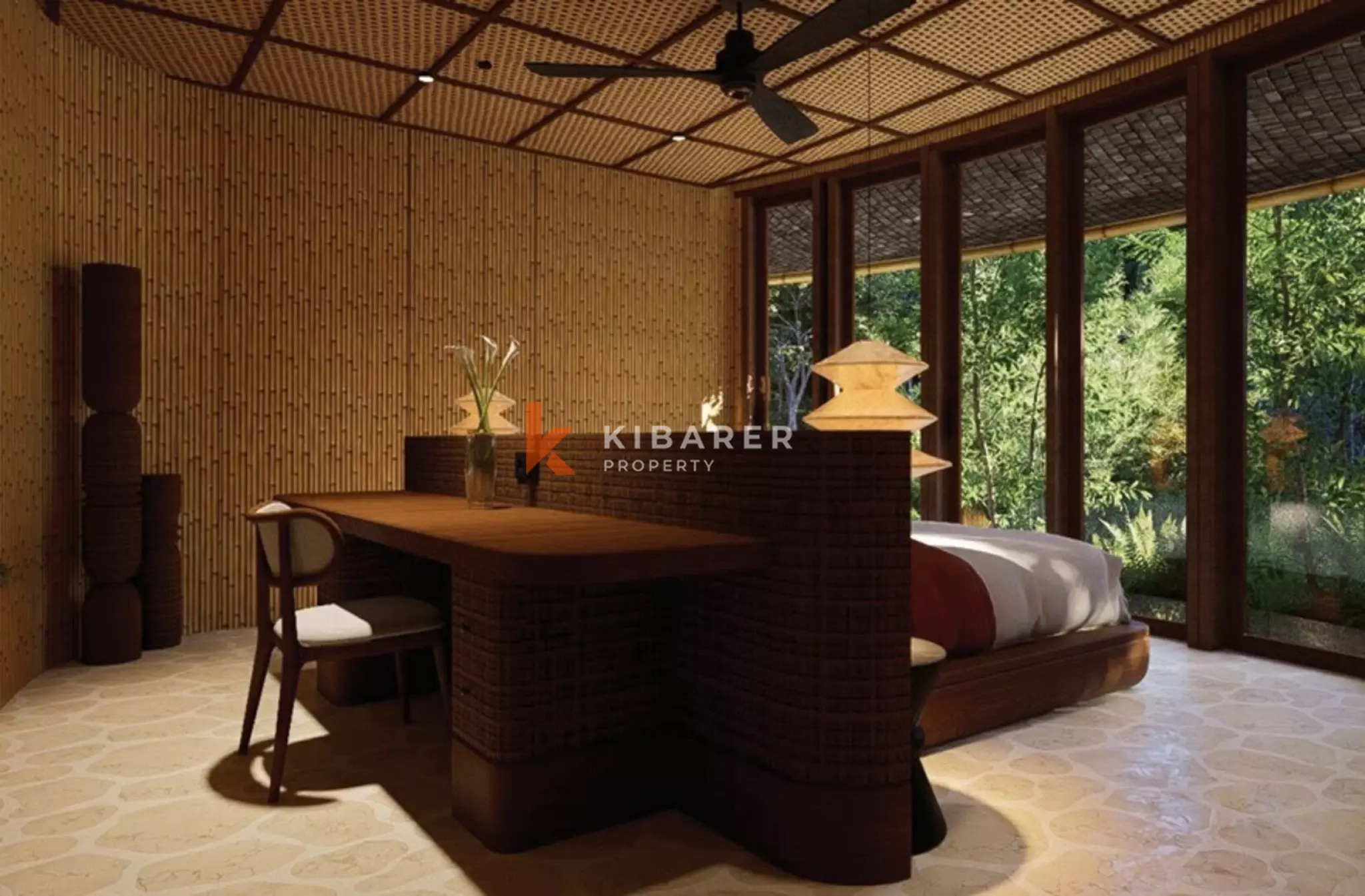 Eco-Luxury Three Bedroom Bamboo Villa with Tranquil River Views in Tabanan