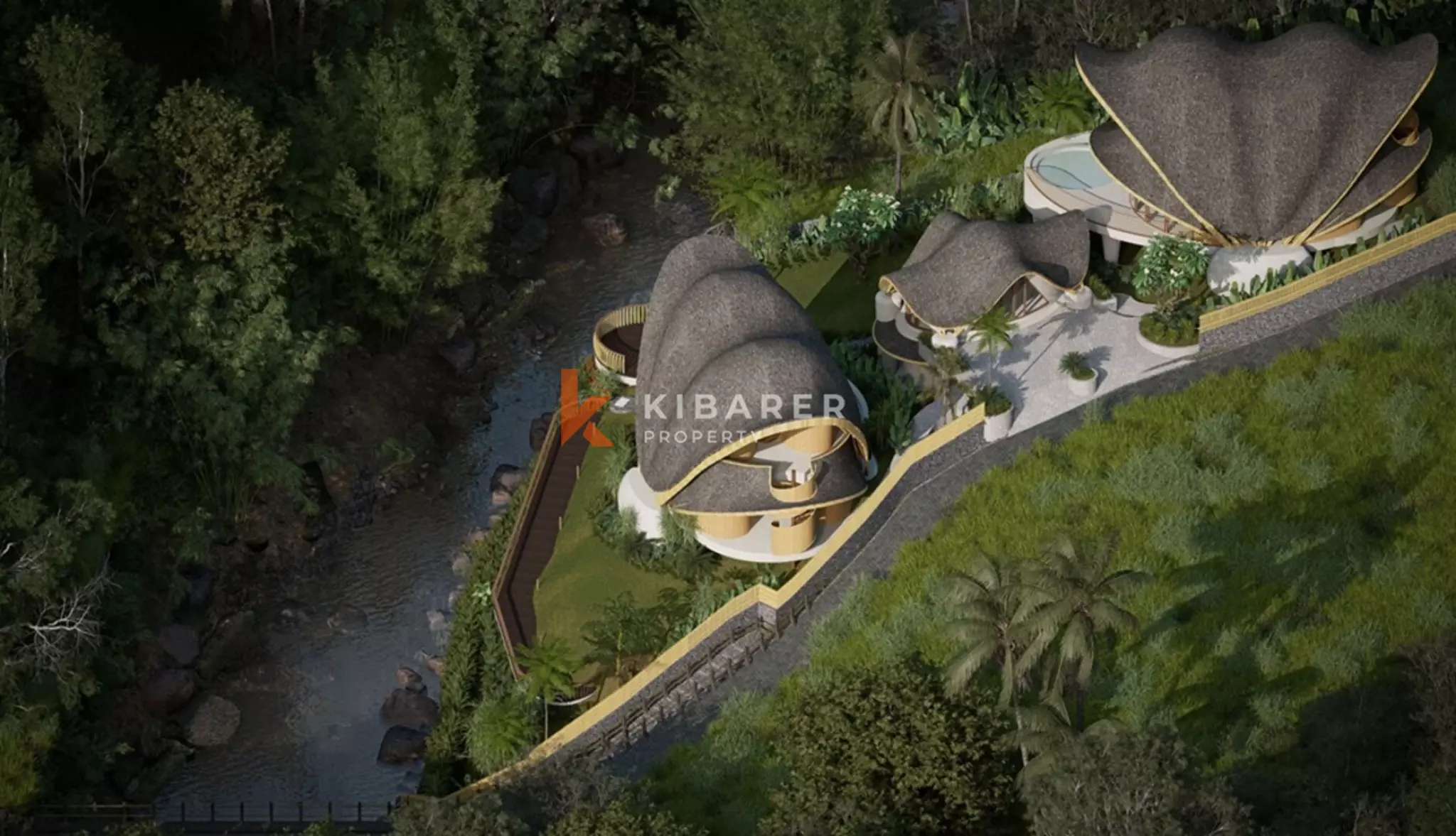 Eco-Luxury Three Bedroom Bamboo Villa with Tranquil River Views in Tabanan