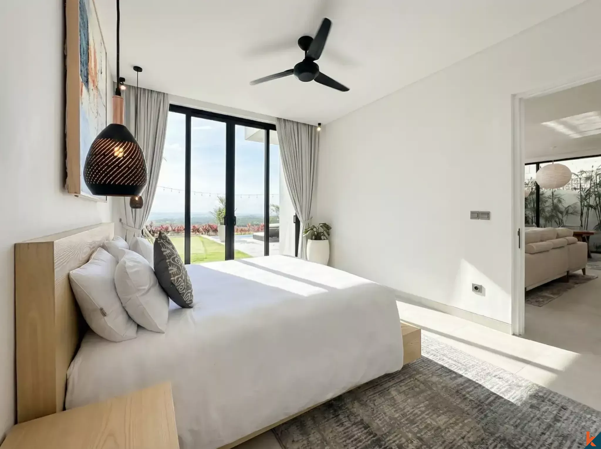 Modern Three Bedroom Villa for Lease with Panoramic Ocean Views in Bingin