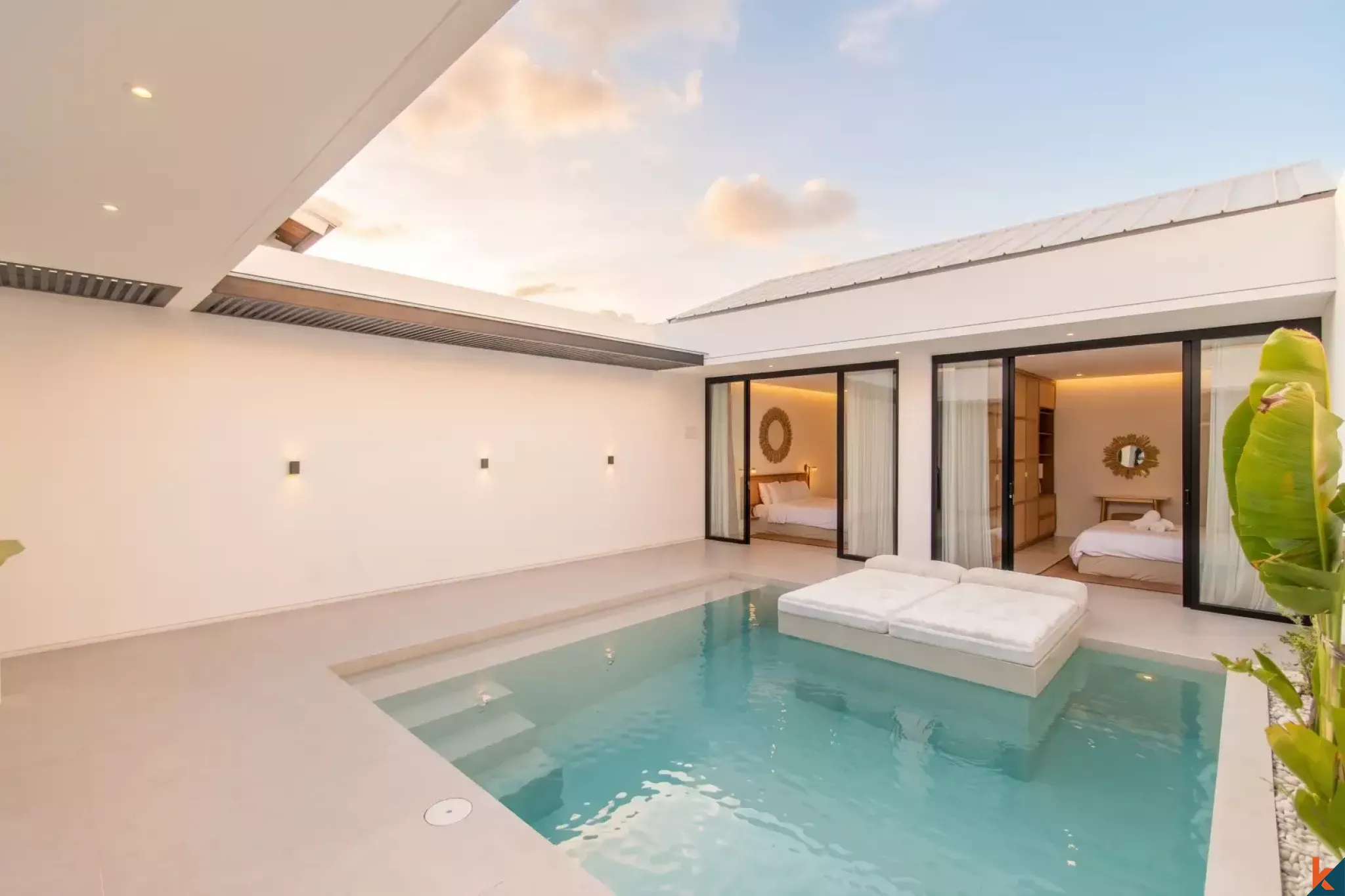 Vila Modern Dua Kamar Tidur yang Disewakan di Sanur