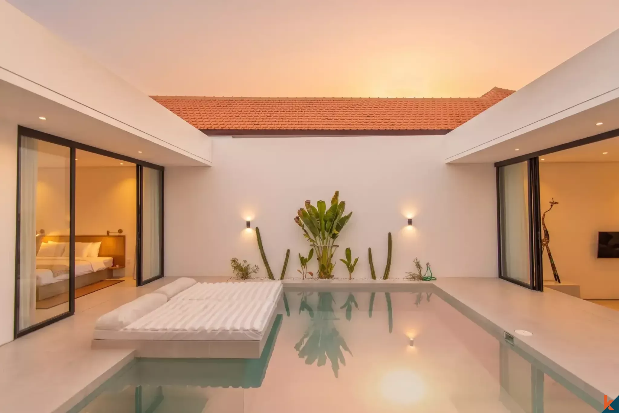 Vila Modern Dua Kamar Tidur yang Disewakan di Sanur