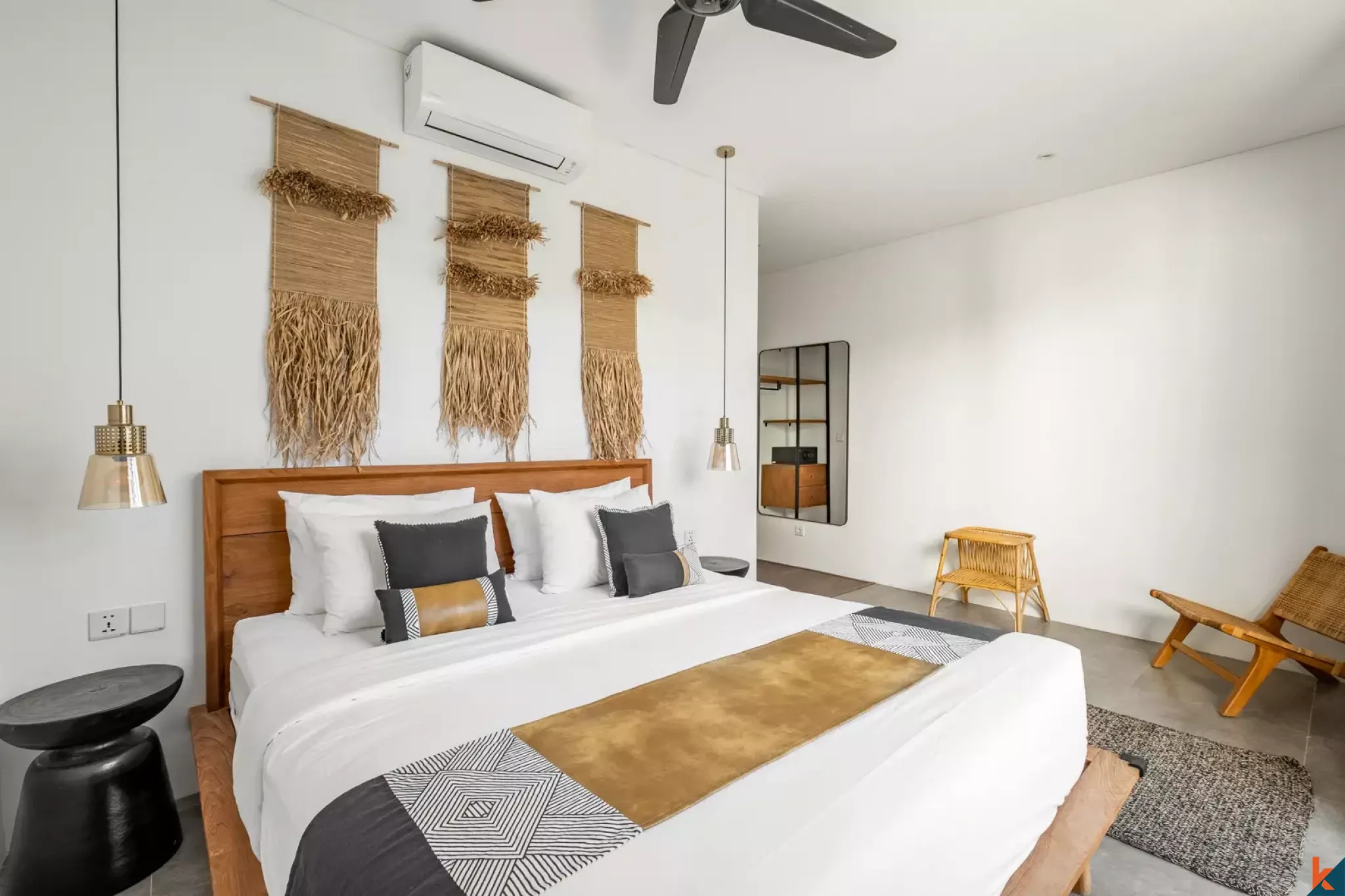 Superbe villa en location de trois chambres dans le quartier à la mode de Pererenan