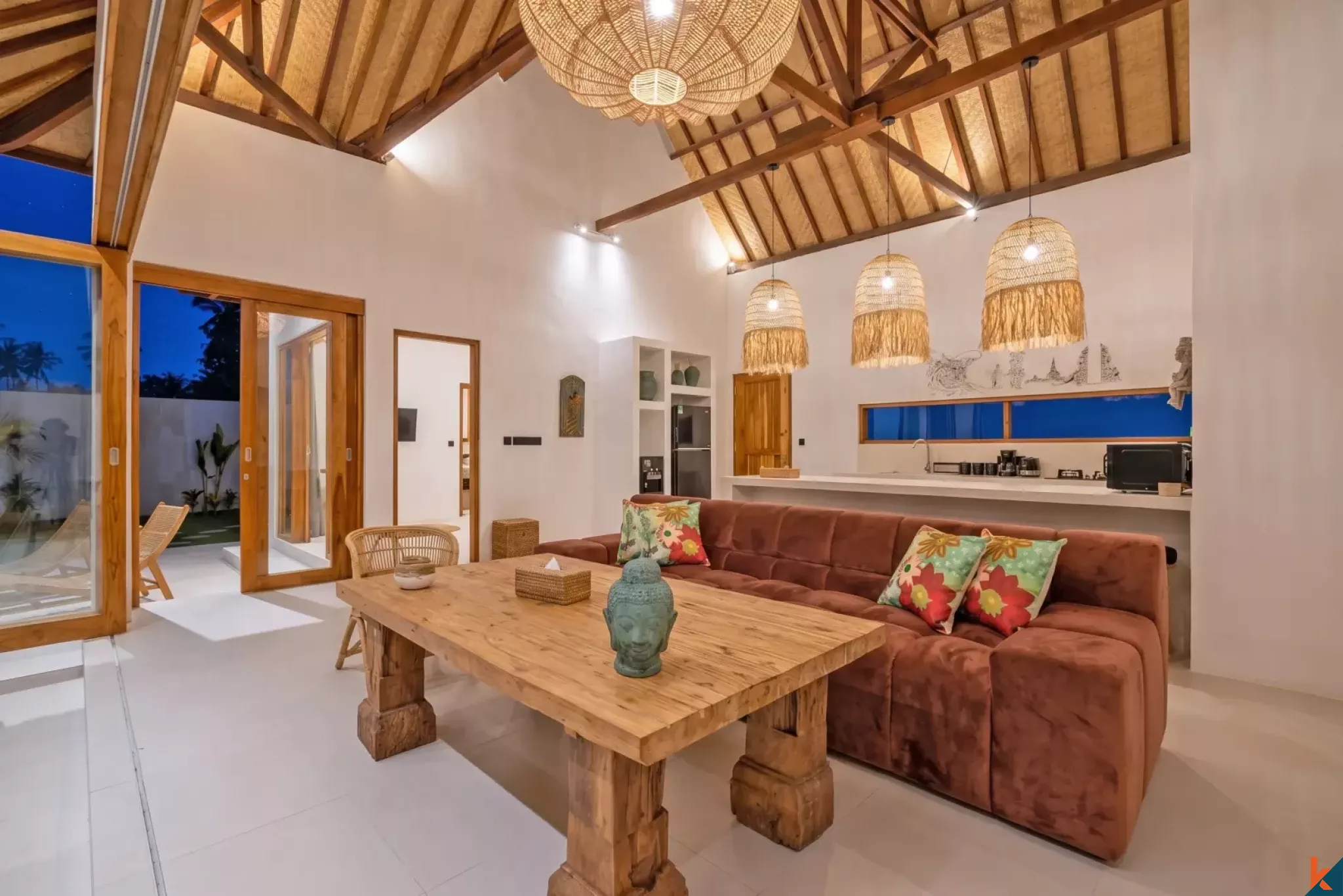 Vila sewa tiga kamar tidur yang indah dengan pengaruh tradisional di Ubud - Lodtunduh