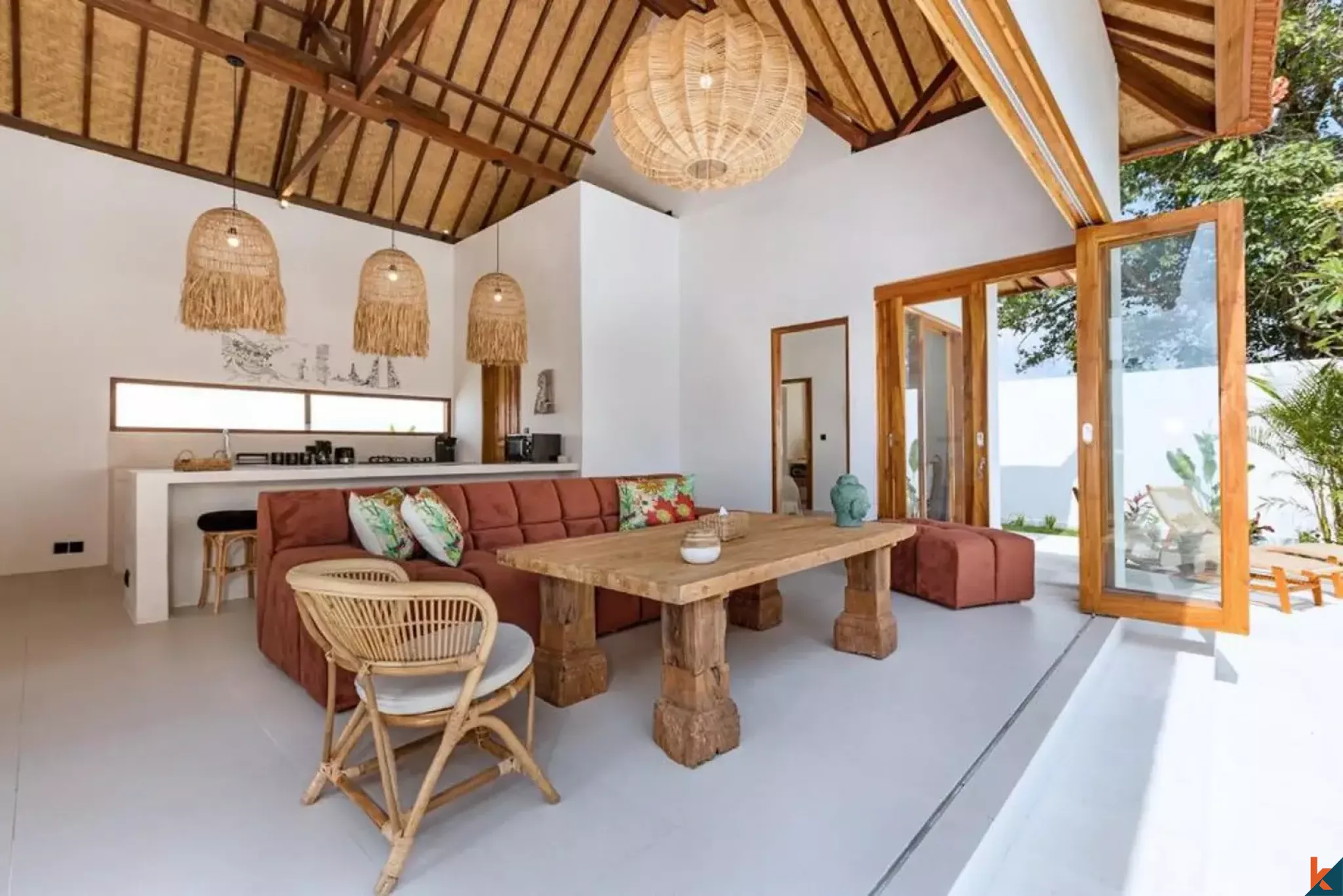 Vila sewa tiga kamar tidur yang indah dengan pengaruh tradisional di Ubud - Lodtunduh